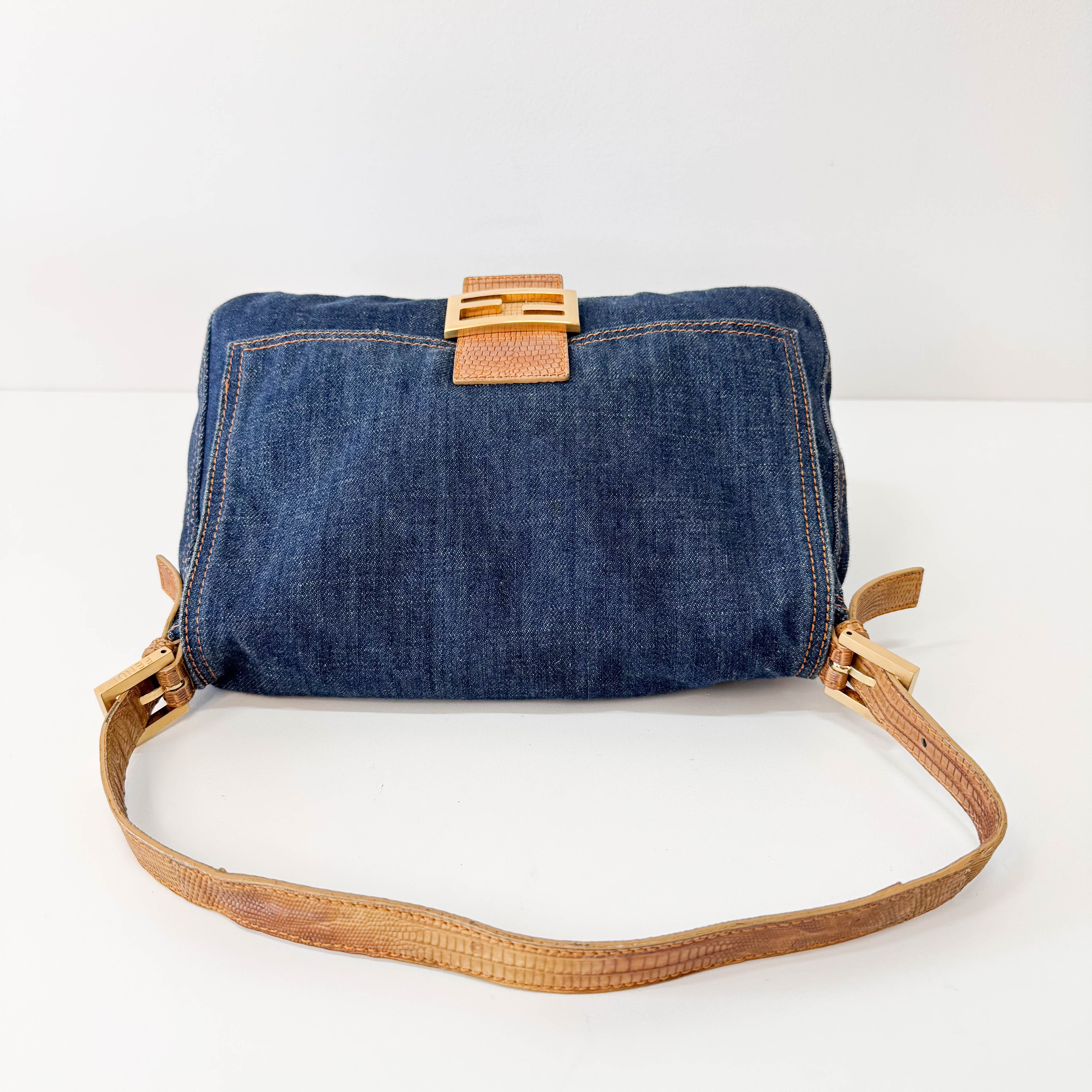 Mamma Baguette Blue Denim Shoulder Bag