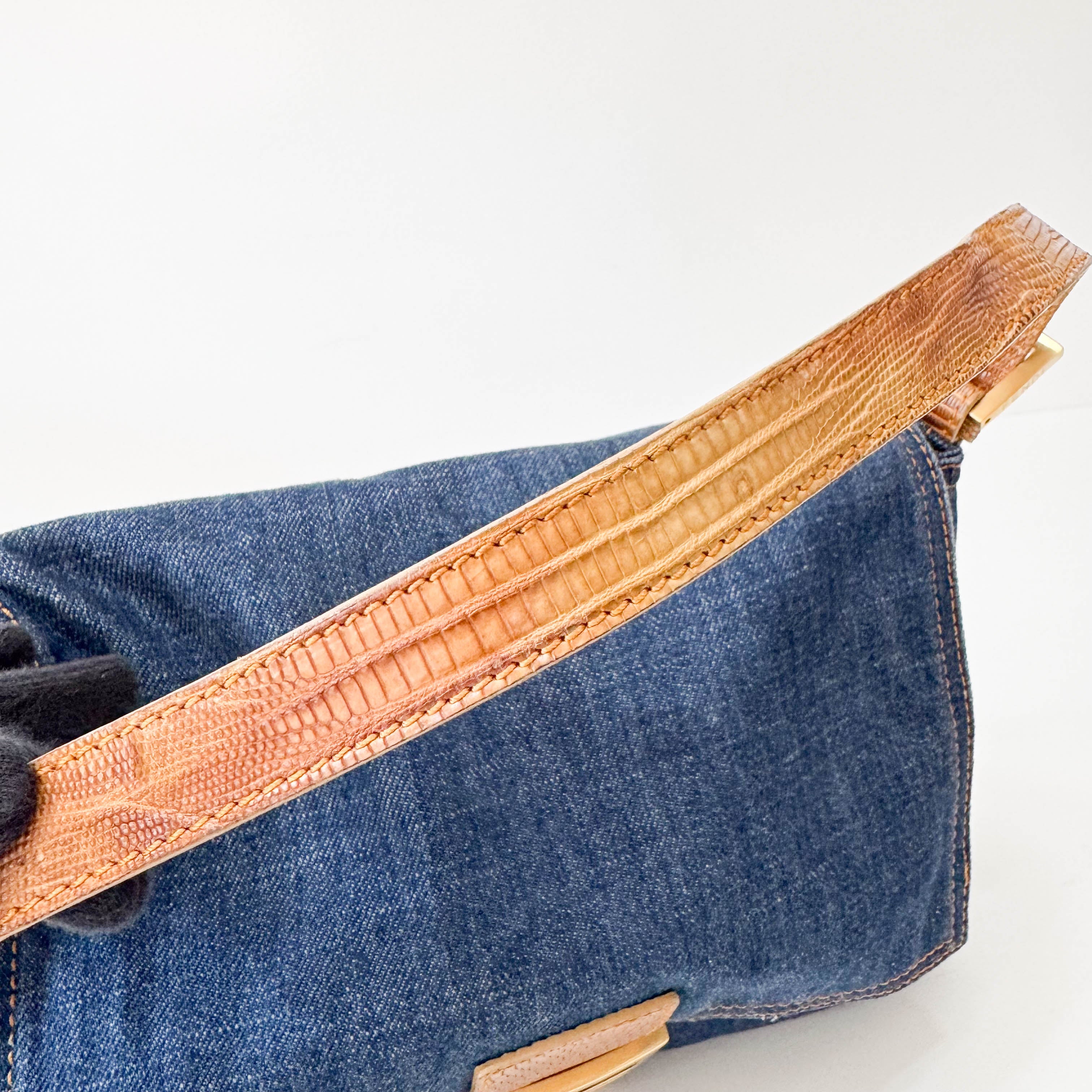 Mamma Baguette Blue Denim Shoulder Bag