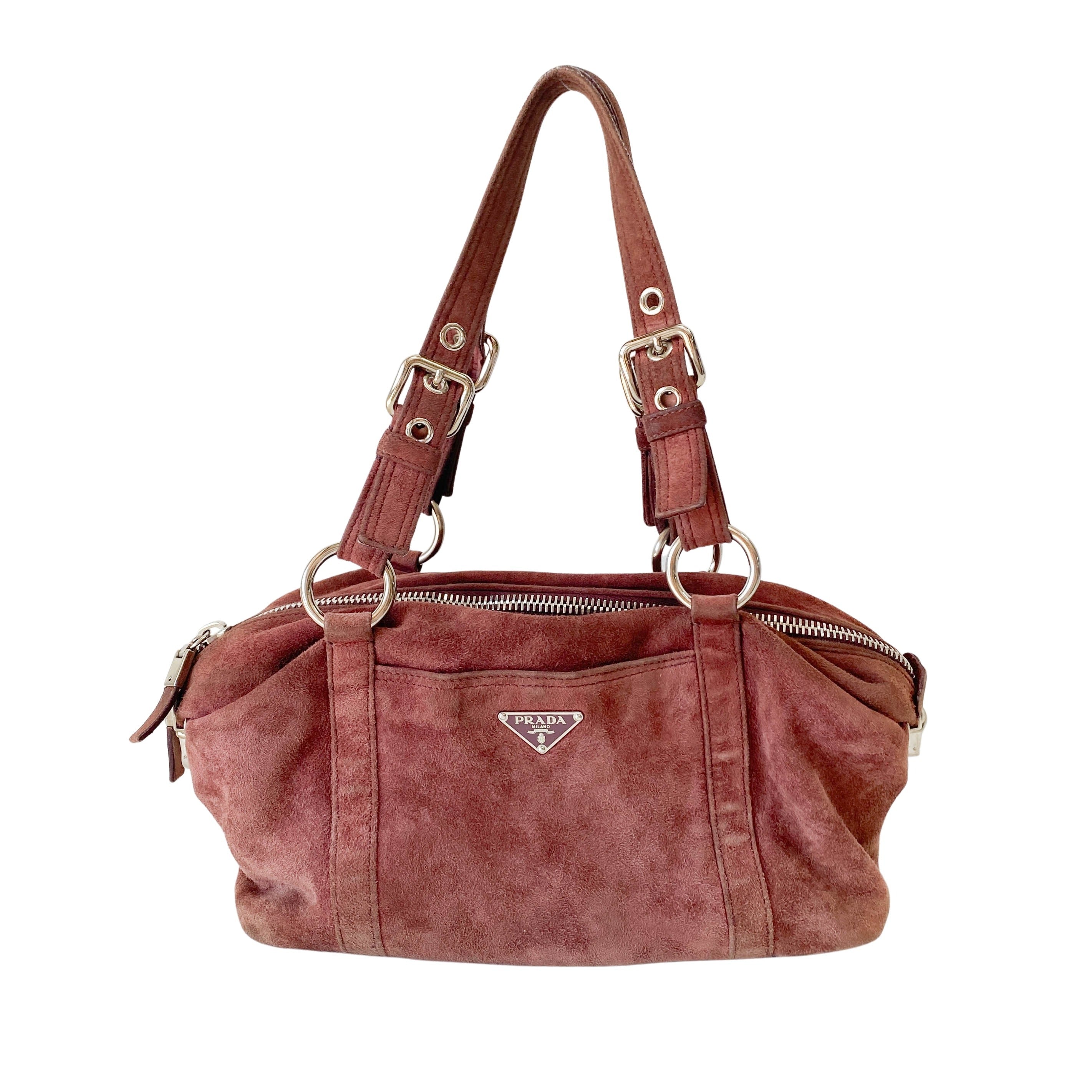 Archive Pink Brown Suede Shoulder Bag