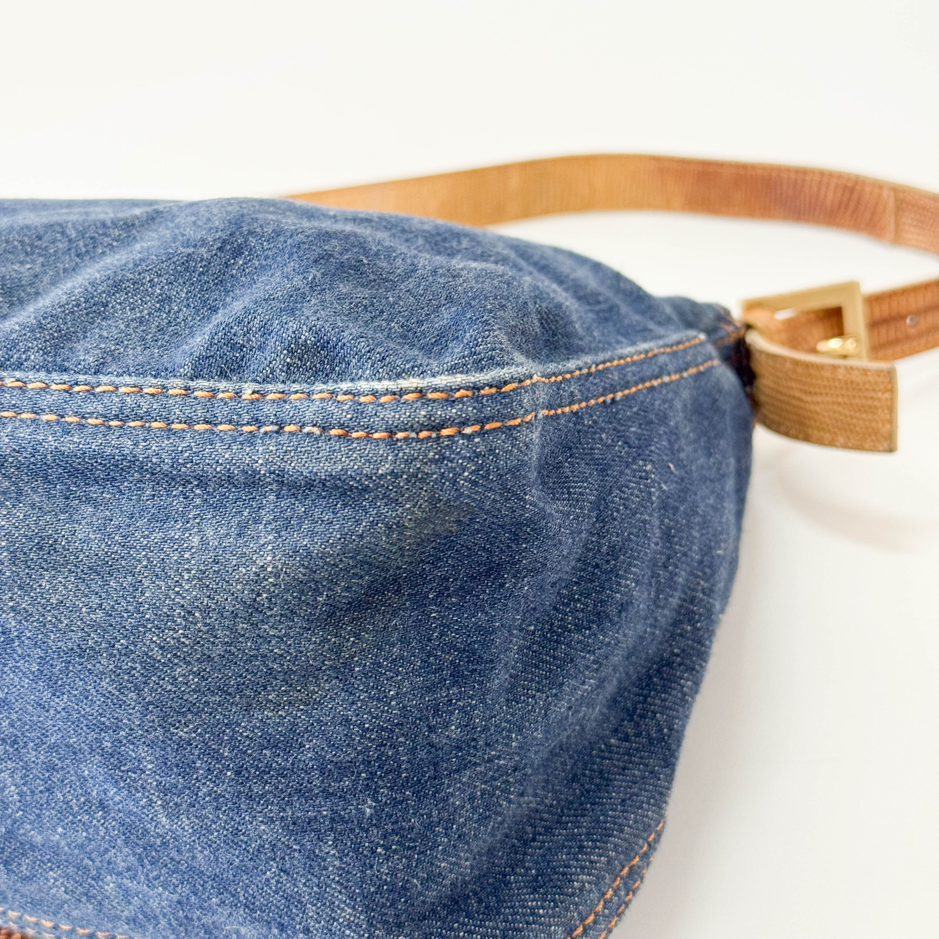 Mamma Baguette Blue Denim Shoulder Bag