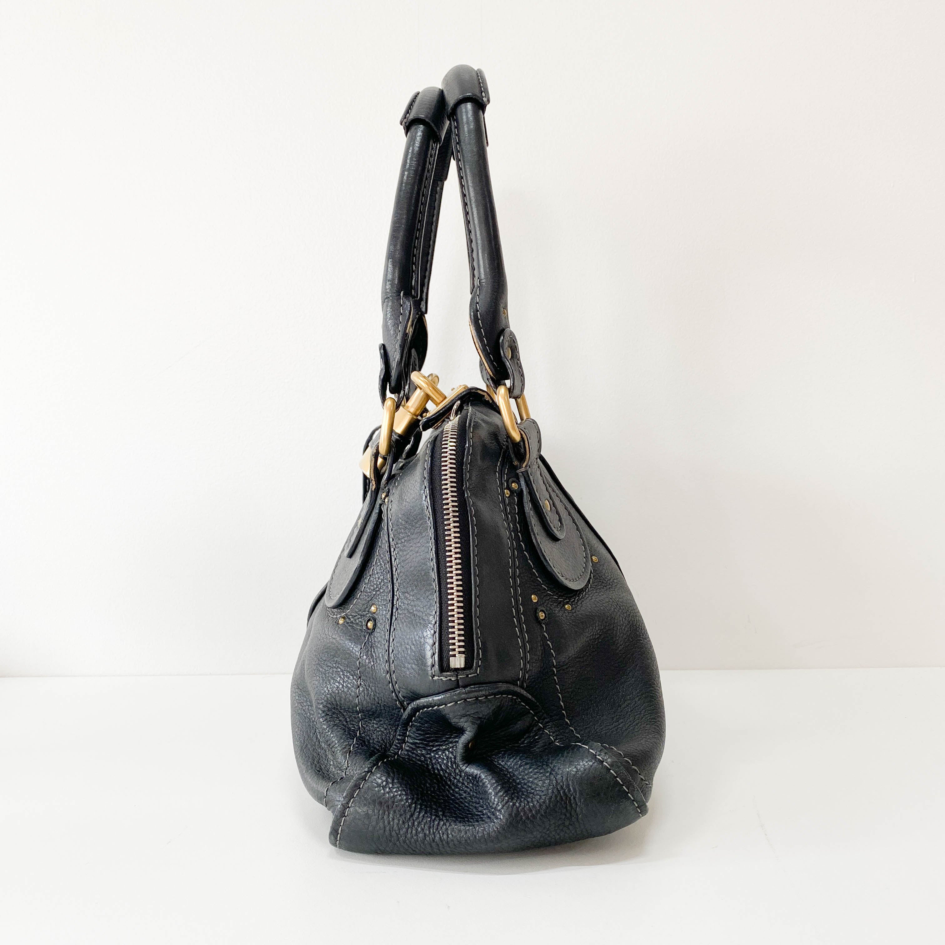 Paddington Black Leather Shoulder Bag
