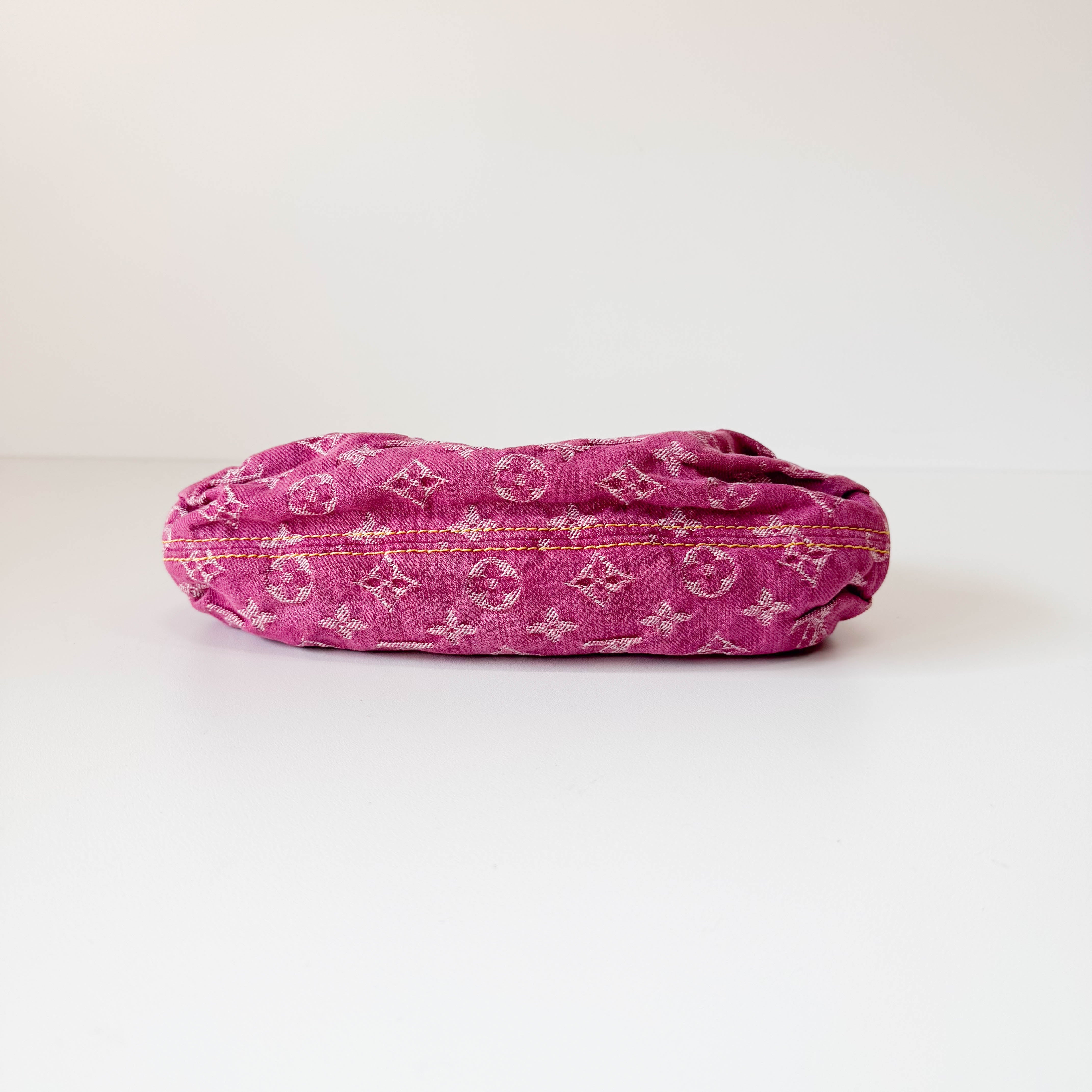 Mini Pleaty Pink Denim Shoulder Bag