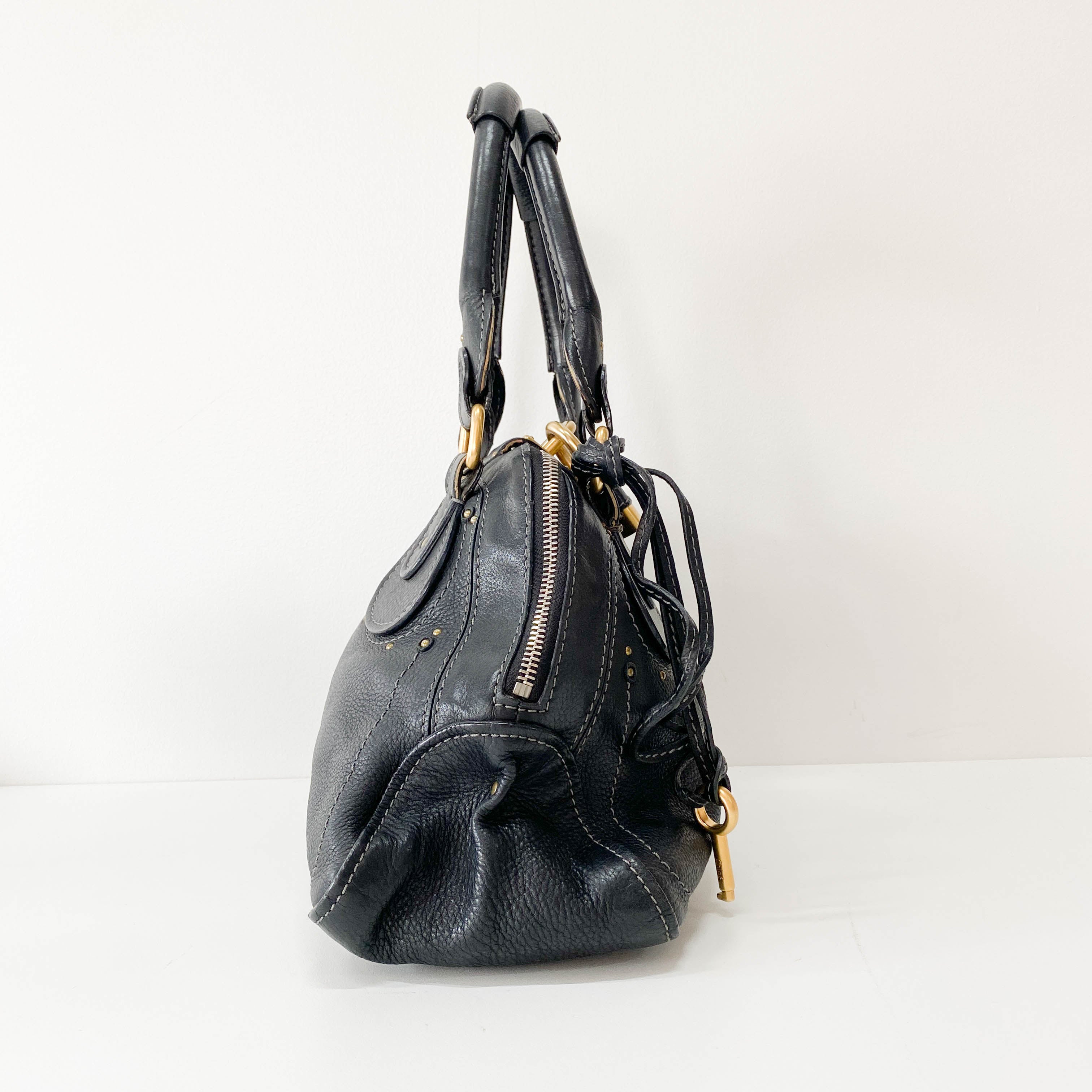 Paddington Black Leather Shoulder Bag