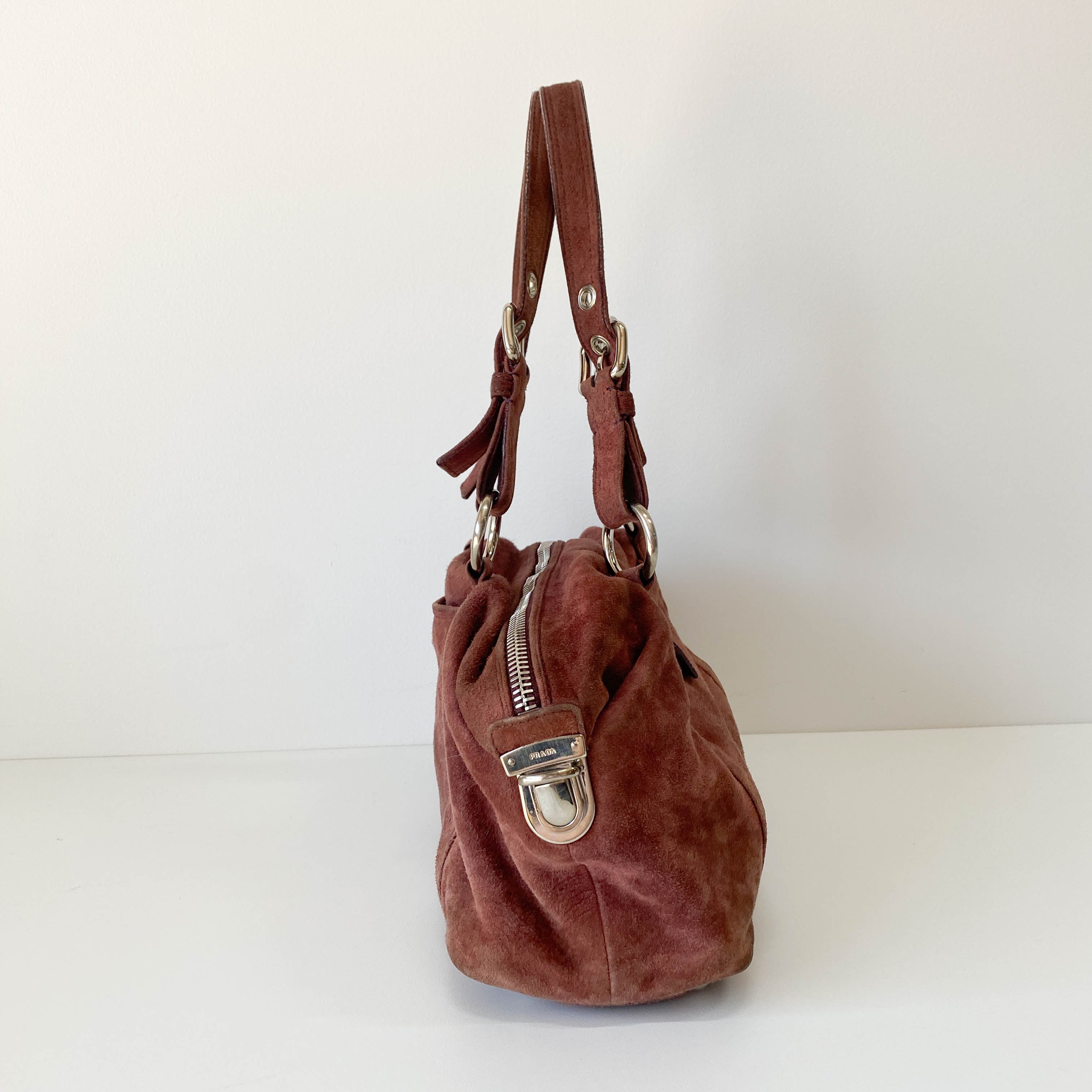 Archive Pink Brown Suede Shoulder Bag
