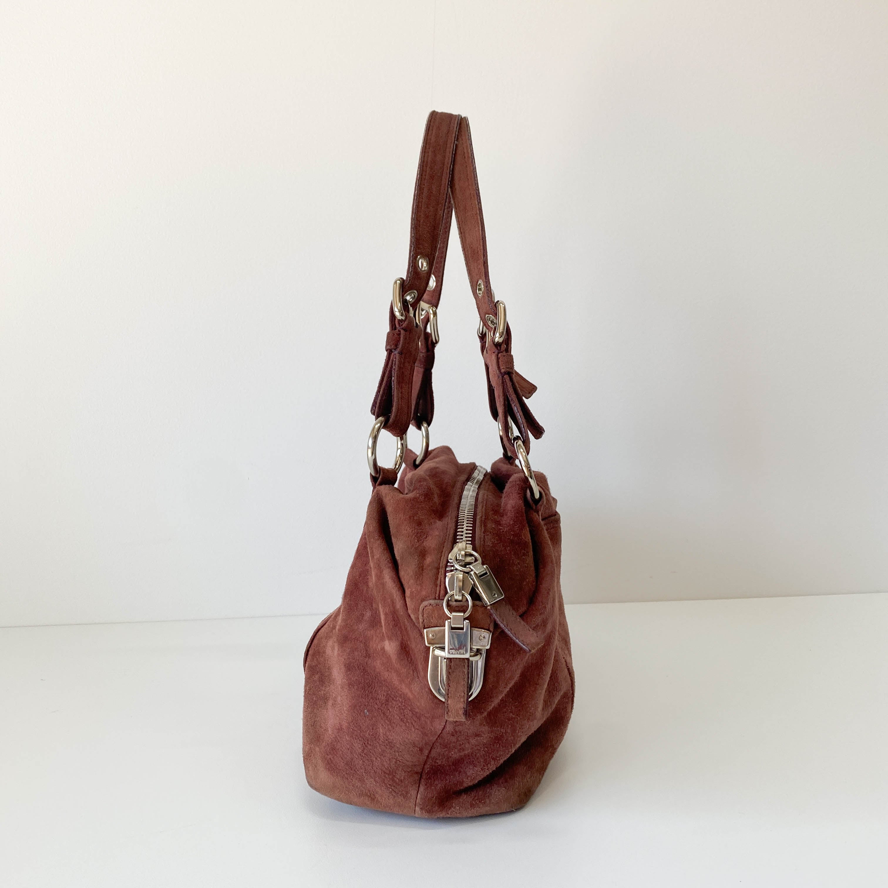 Archive Pink Brown Suede Shoulder Bag