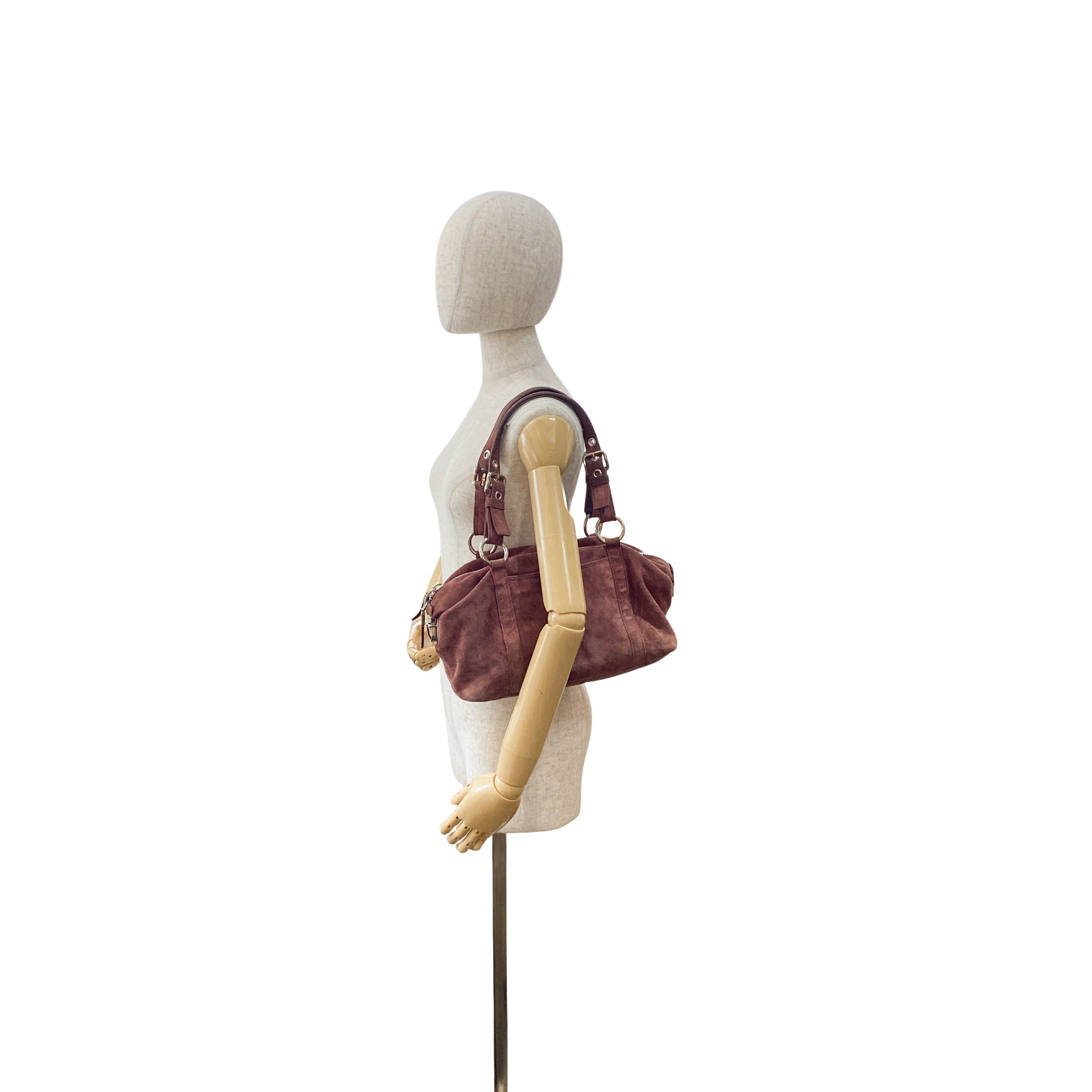 Archive Pink Brown Suede Shoulder Bag