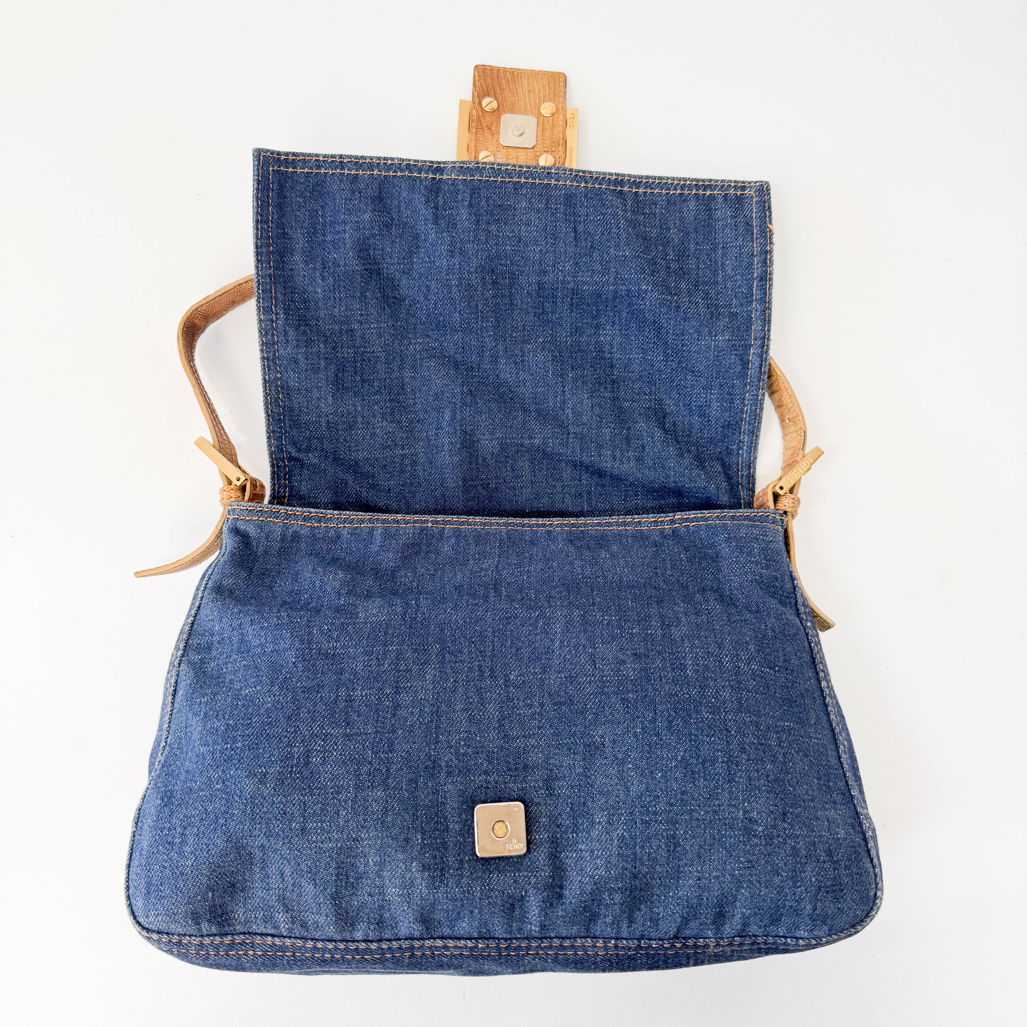 Mamma Baguette Blue Denim Shoulder Bag