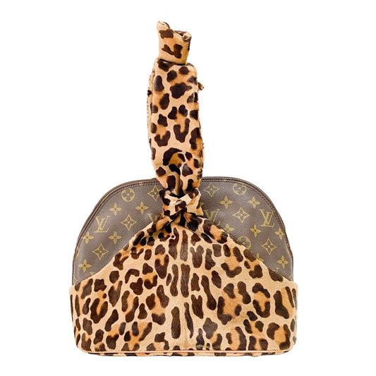 Azzedine Alaia Monogram Brown Leopard Leather Bag