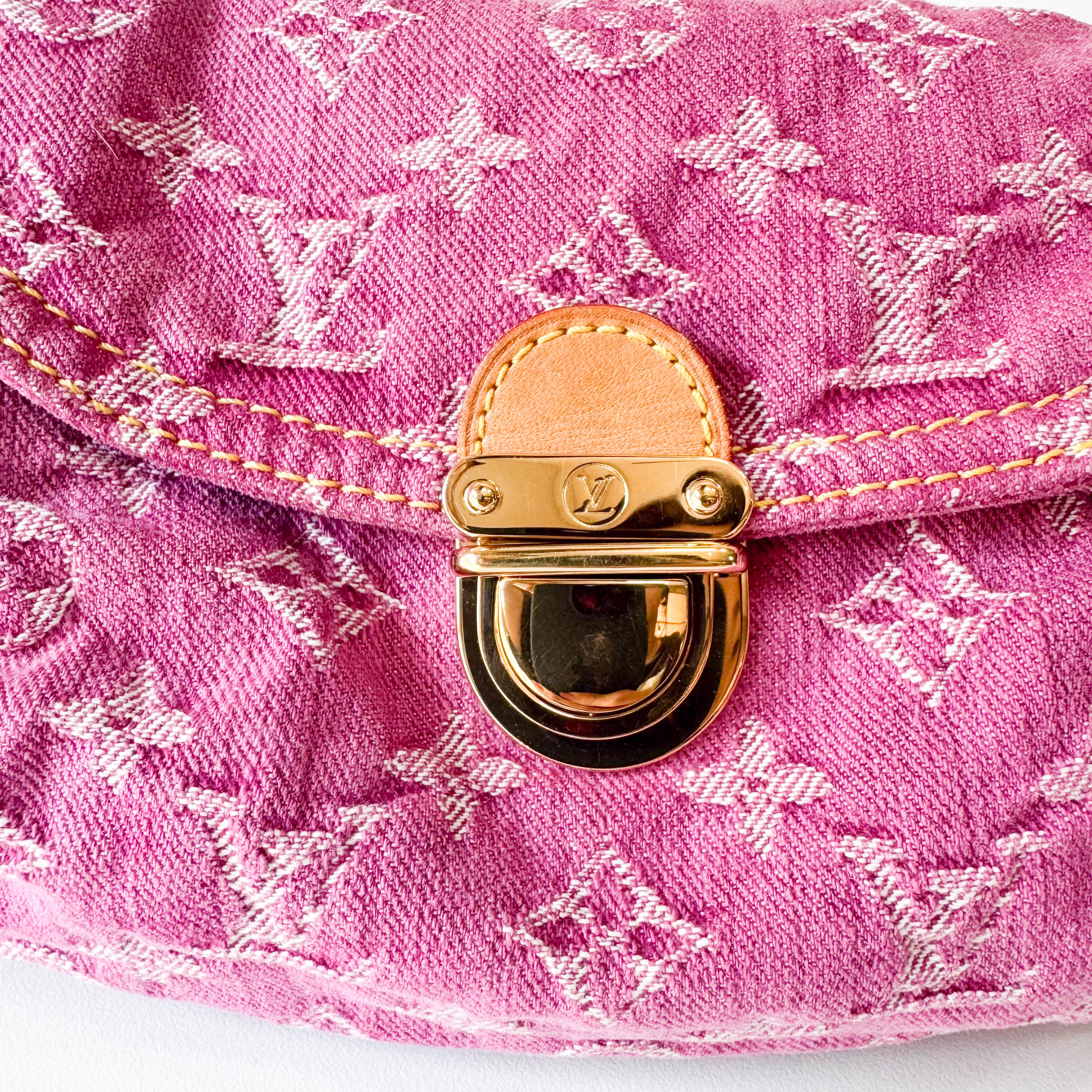 Mini Pleaty Pink Denim Shoulder Bag