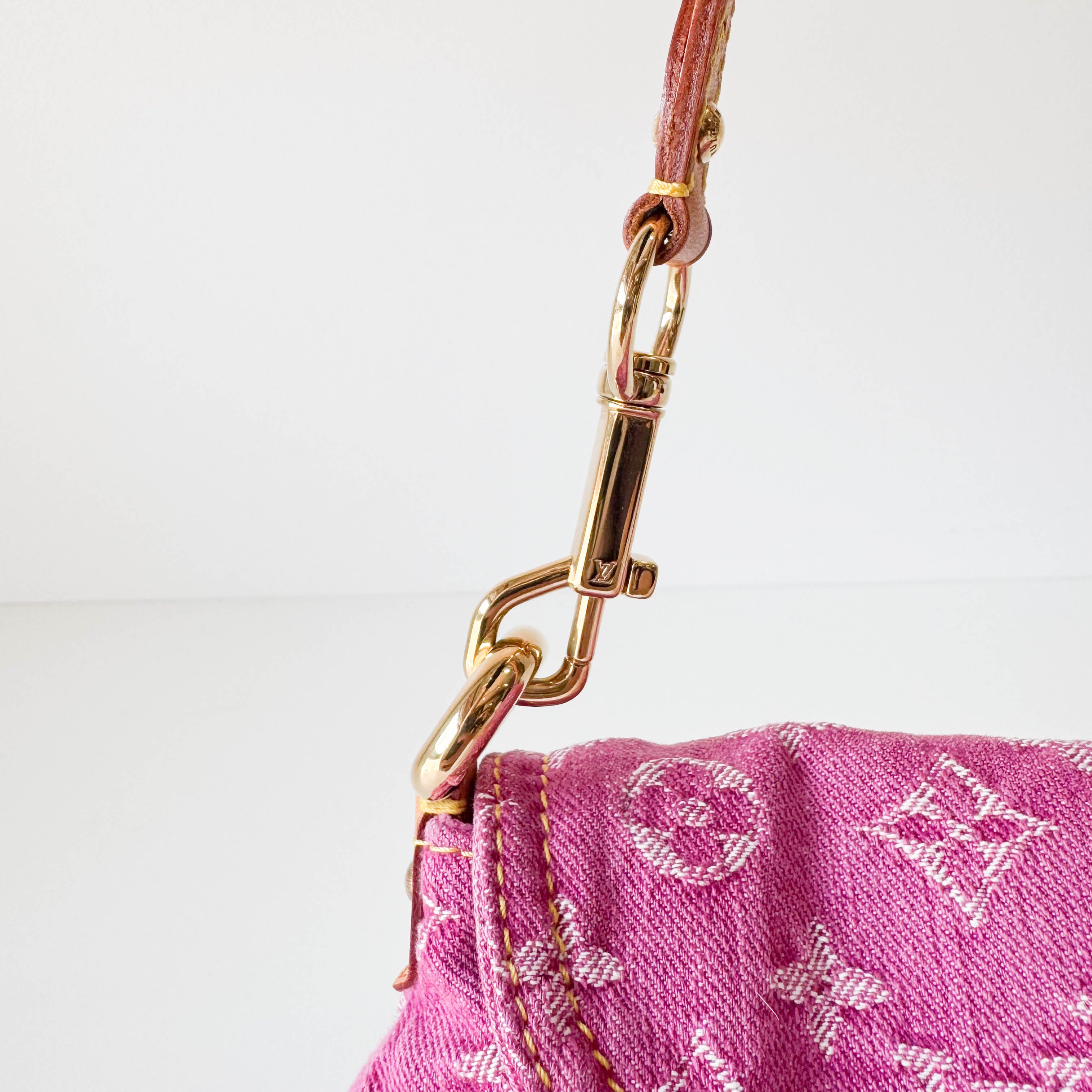 Mini Pleaty Pink Denim Shoulder Bag