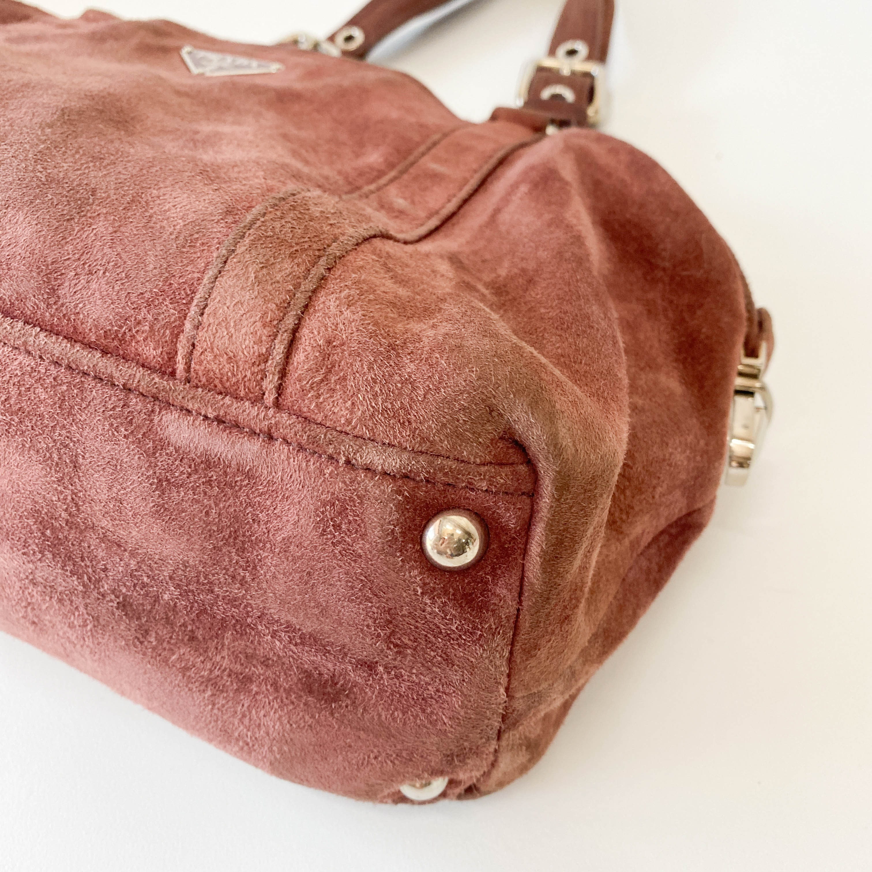 Archive Pink Brown Suede Shoulder Bag