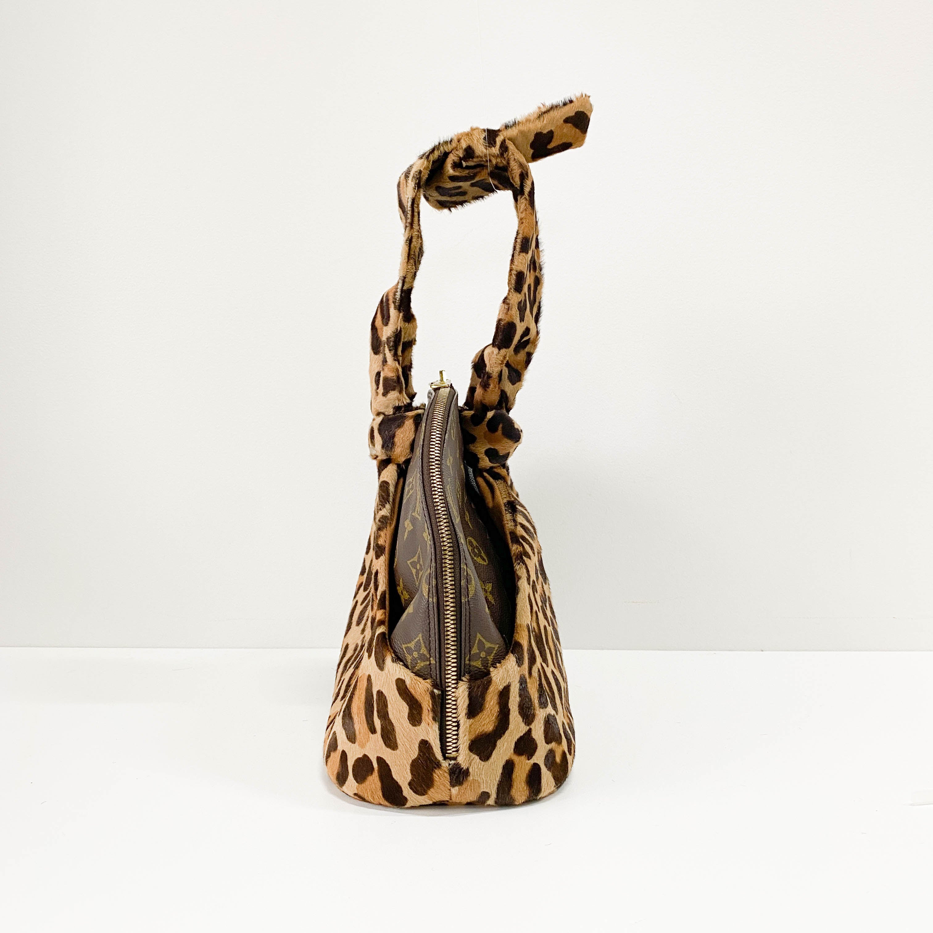 Azzedine Alaia Monogram Brown Leopard Leather Bag