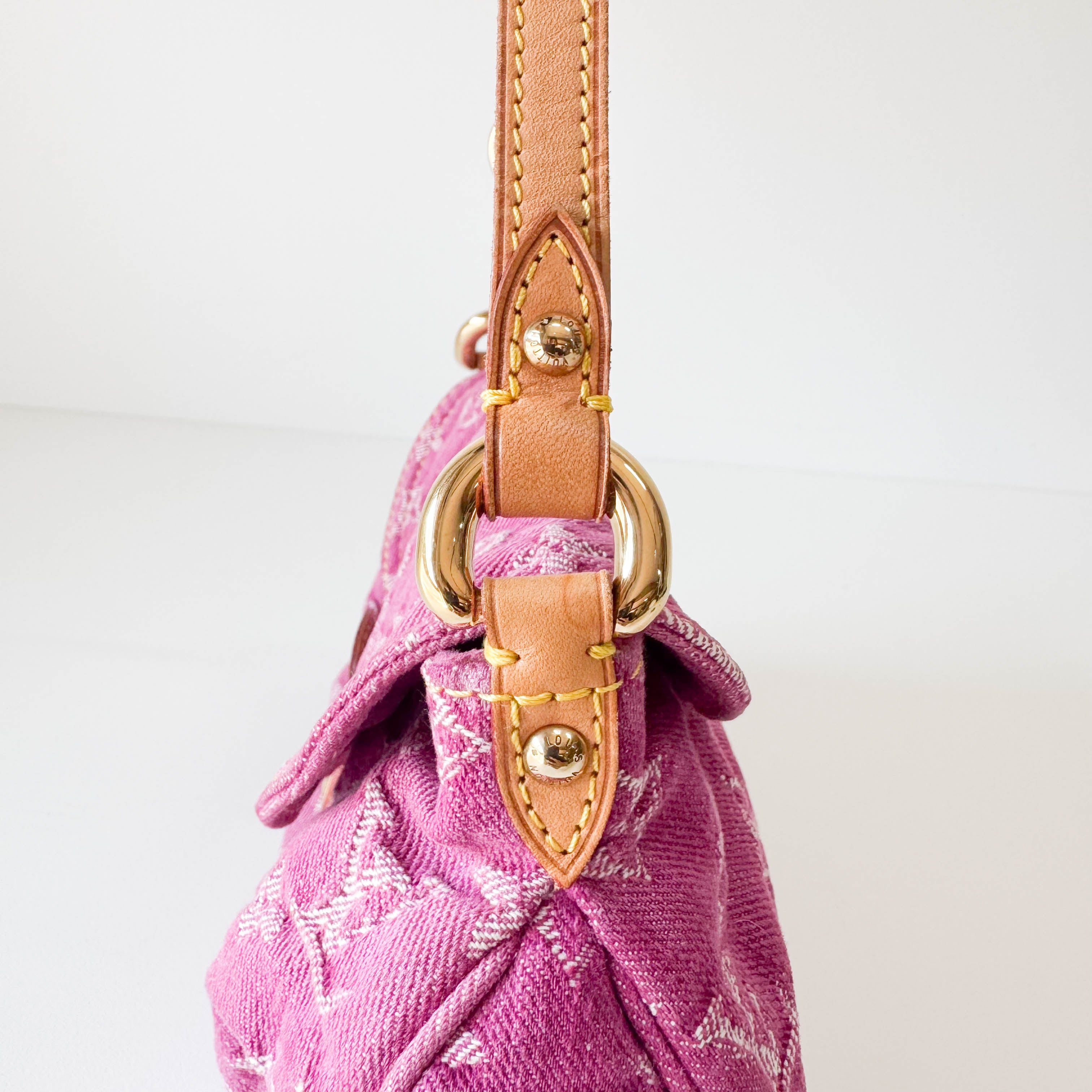 Mini Pleaty Pink Denim Shoulder Bag