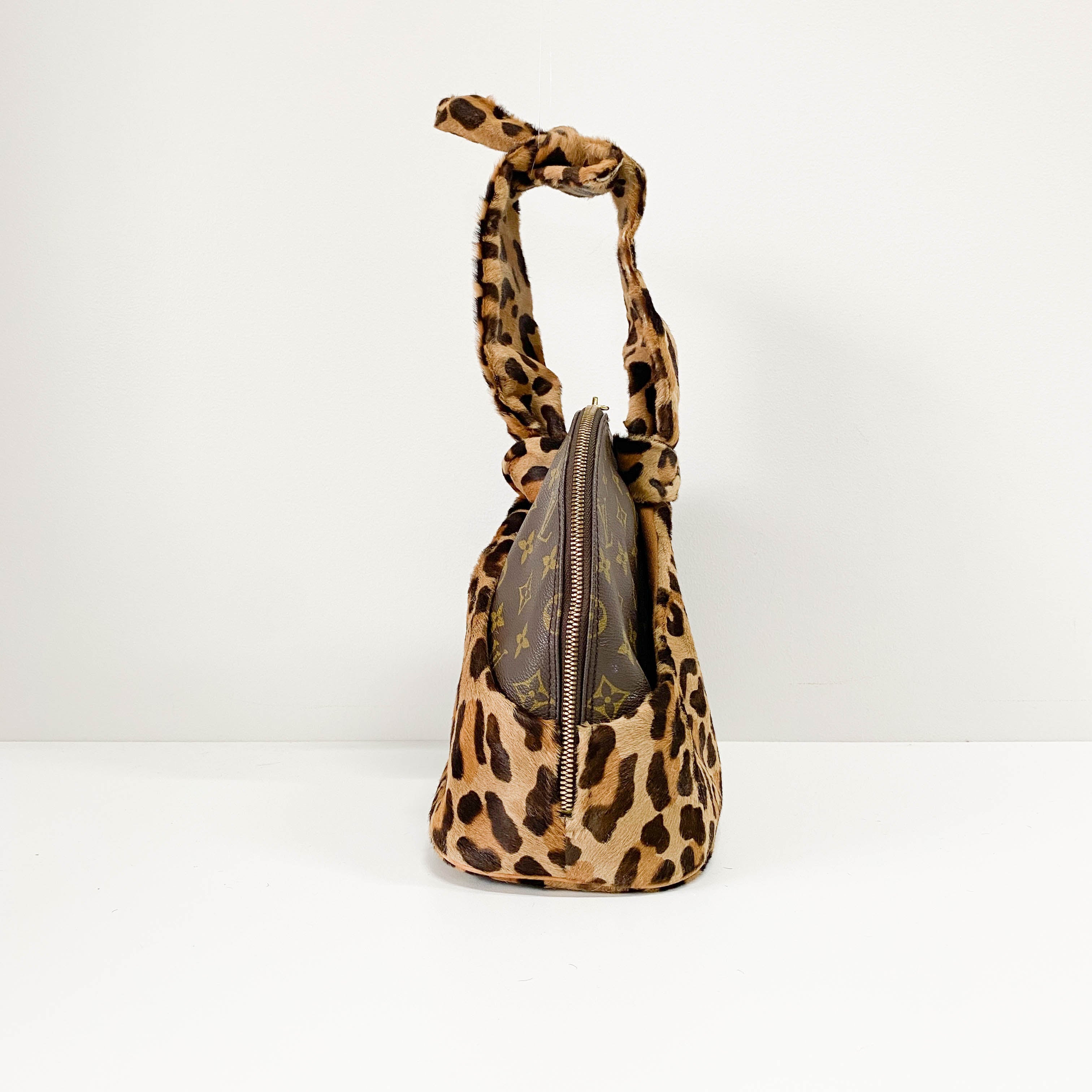 Azzedine Alaia Monogram Brown Leopard Leather Bag