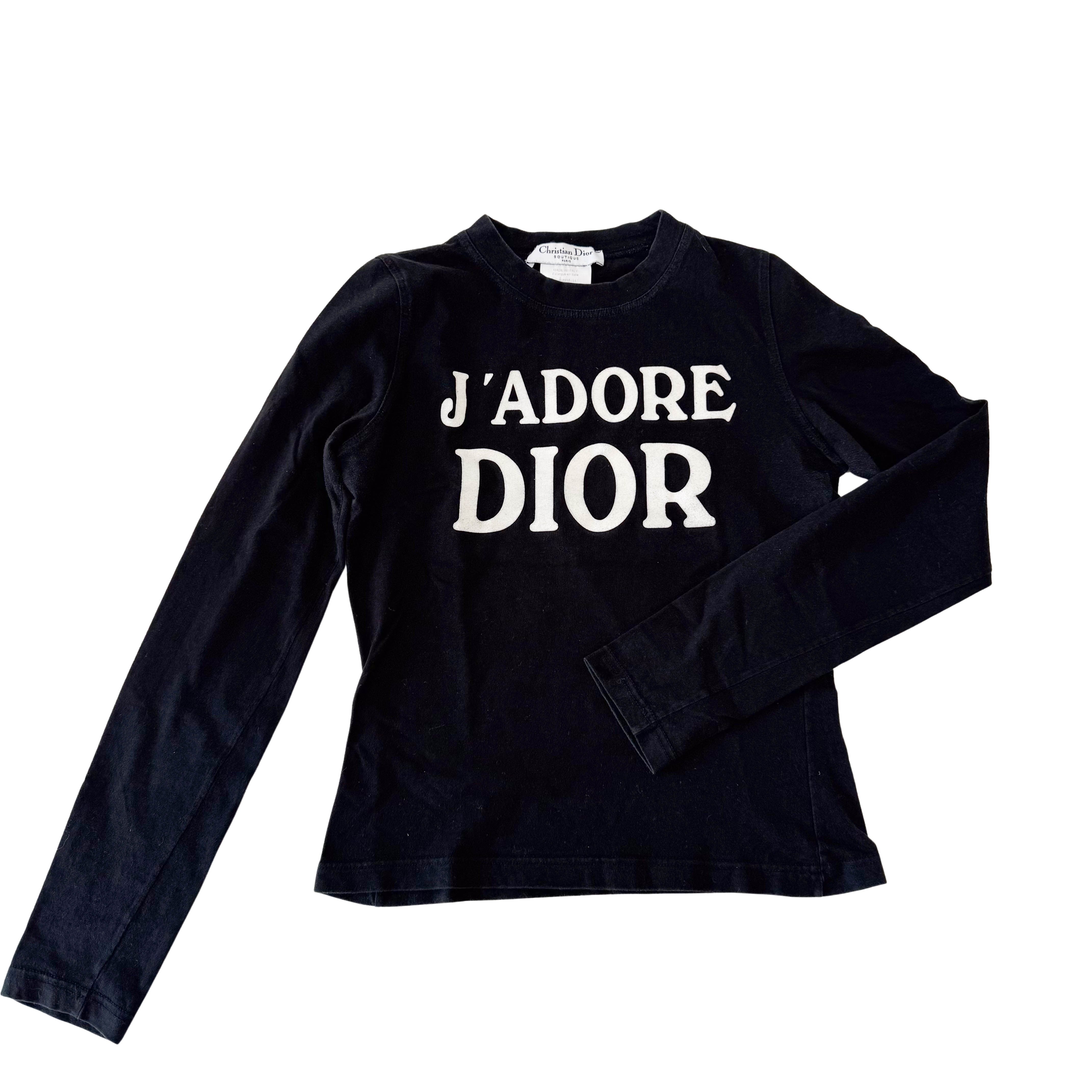 J'Adore Dior Size 6 Black Cotton T-Shirt