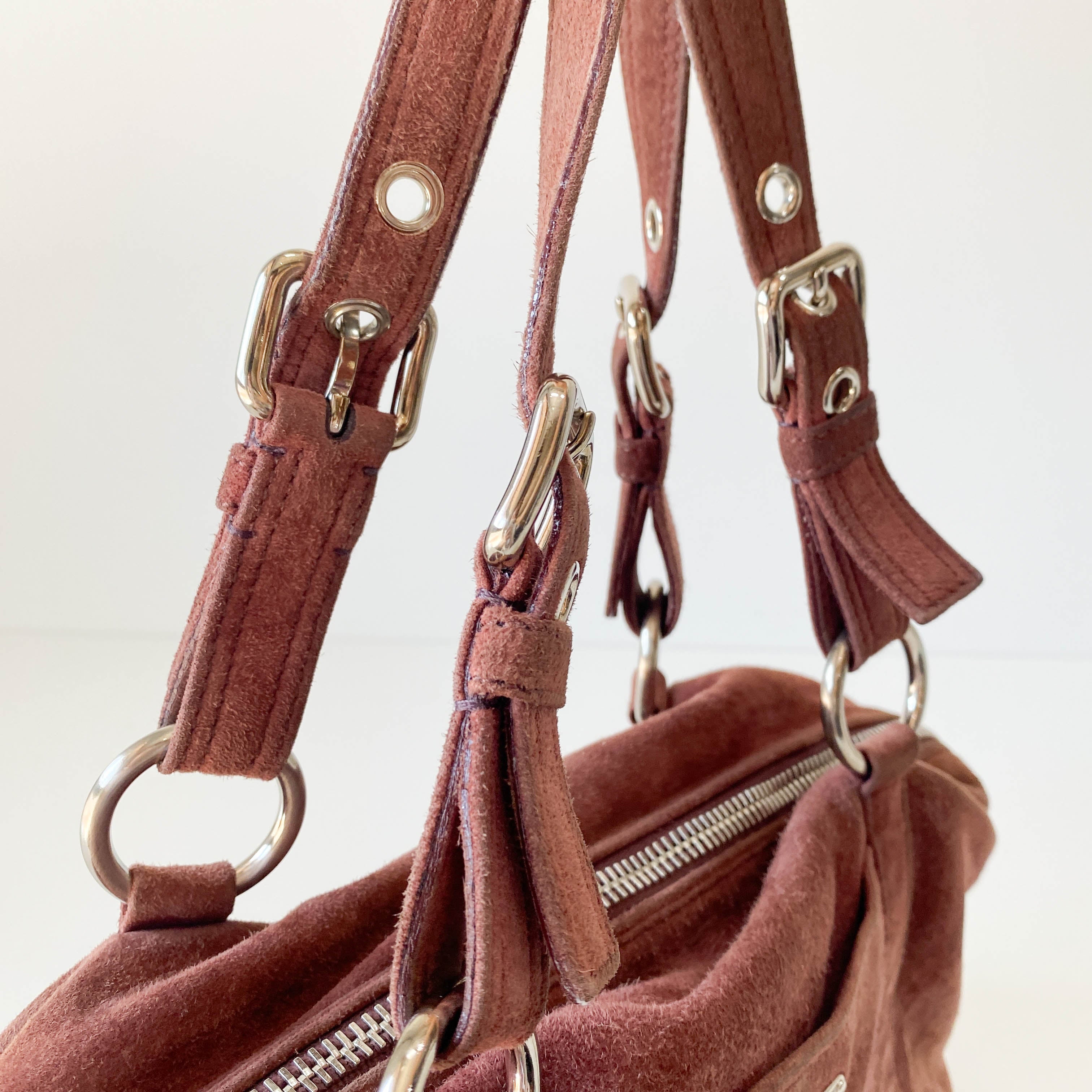 Archive Pink Brown Suede Shoulder Bag