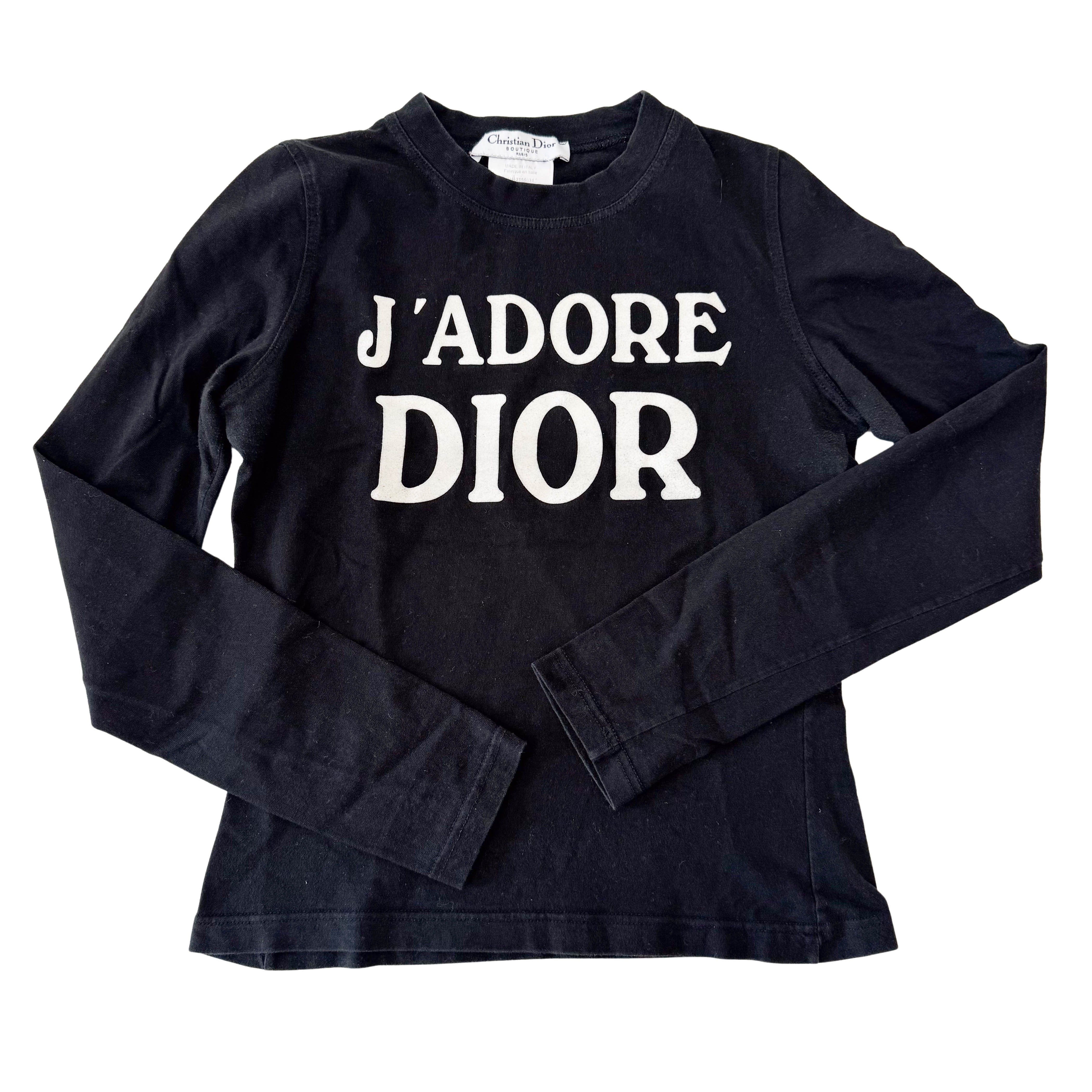 J'Adore Dior Size 6 Black Cotton T-Shirt