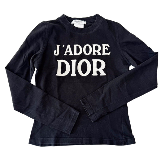 J'Adore Dior Size 6 Black Cotton T-Shirt