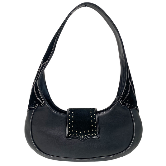 Archive Black Leather and Suede Hobo Shoulder Bag