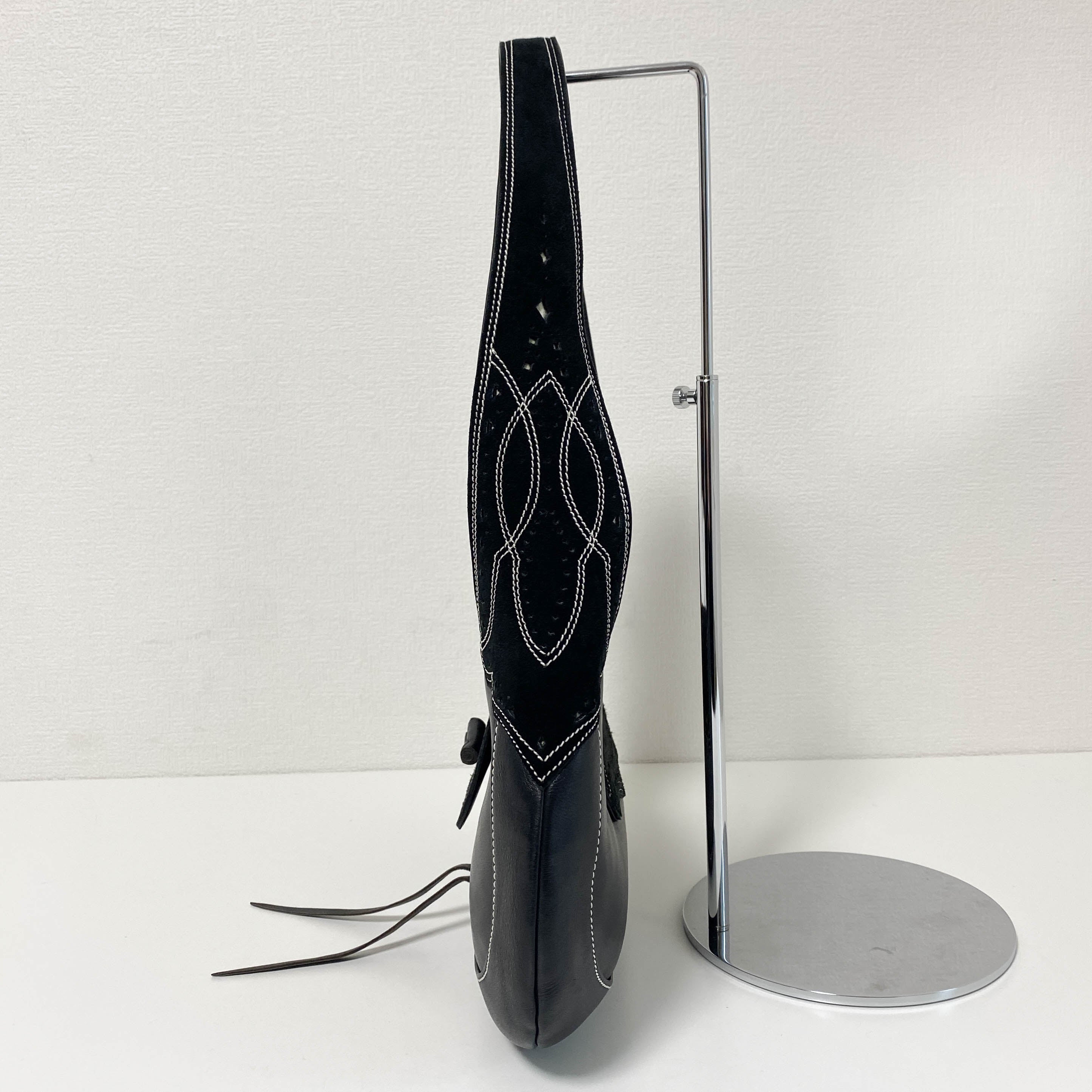 Archive Black Leather and Suede Hobo Shoulder Bag