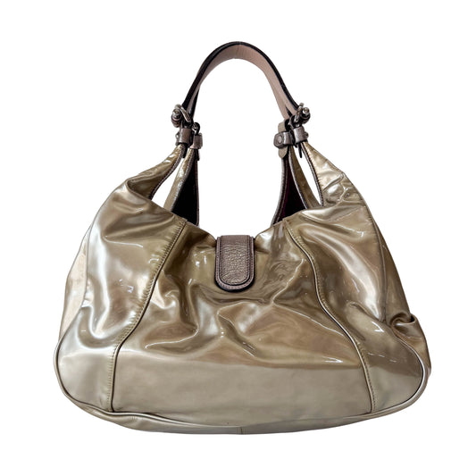 Gold Vinyl Hobo Shoulder Bag