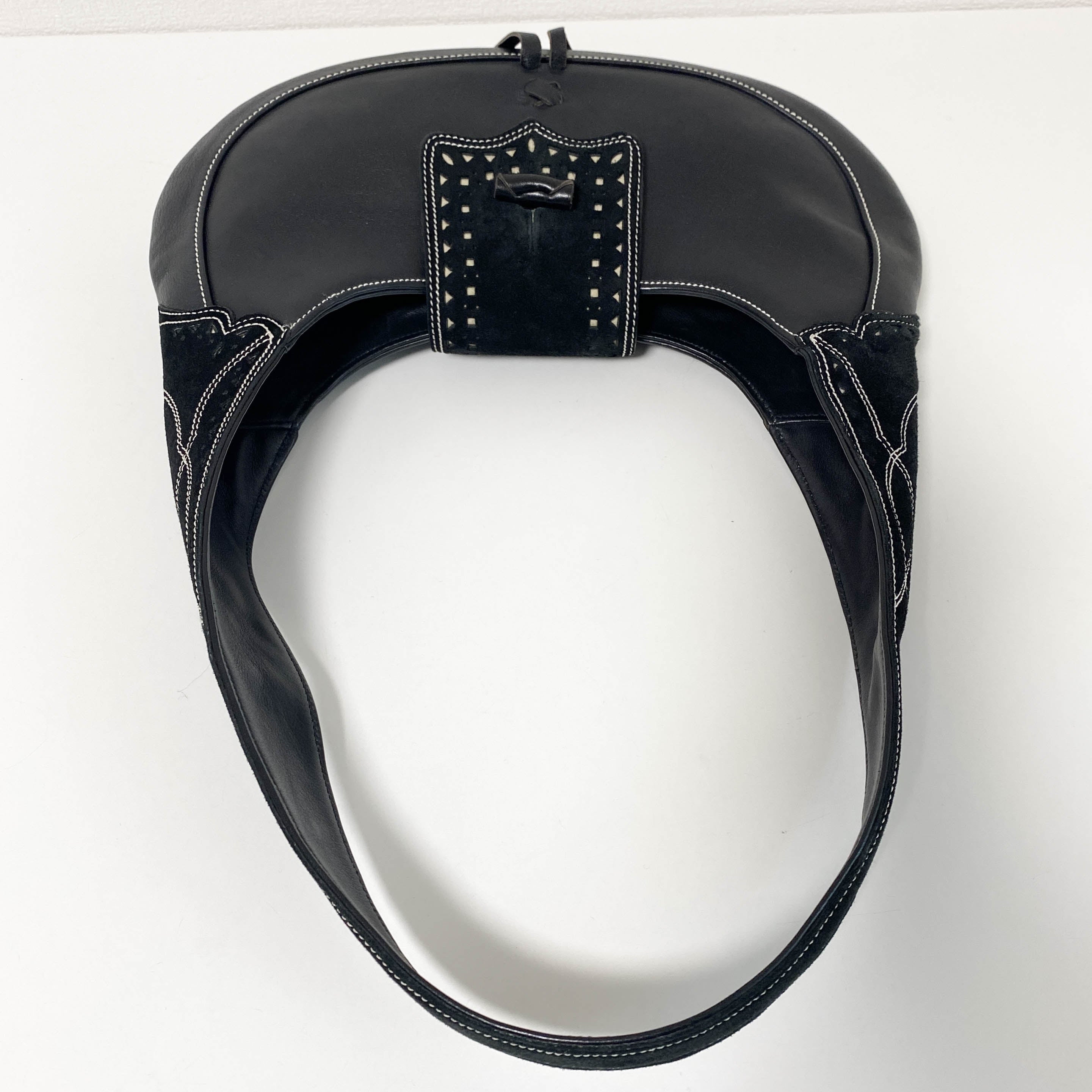 Archive Black Leather and Suede Hobo Shoulder Bag