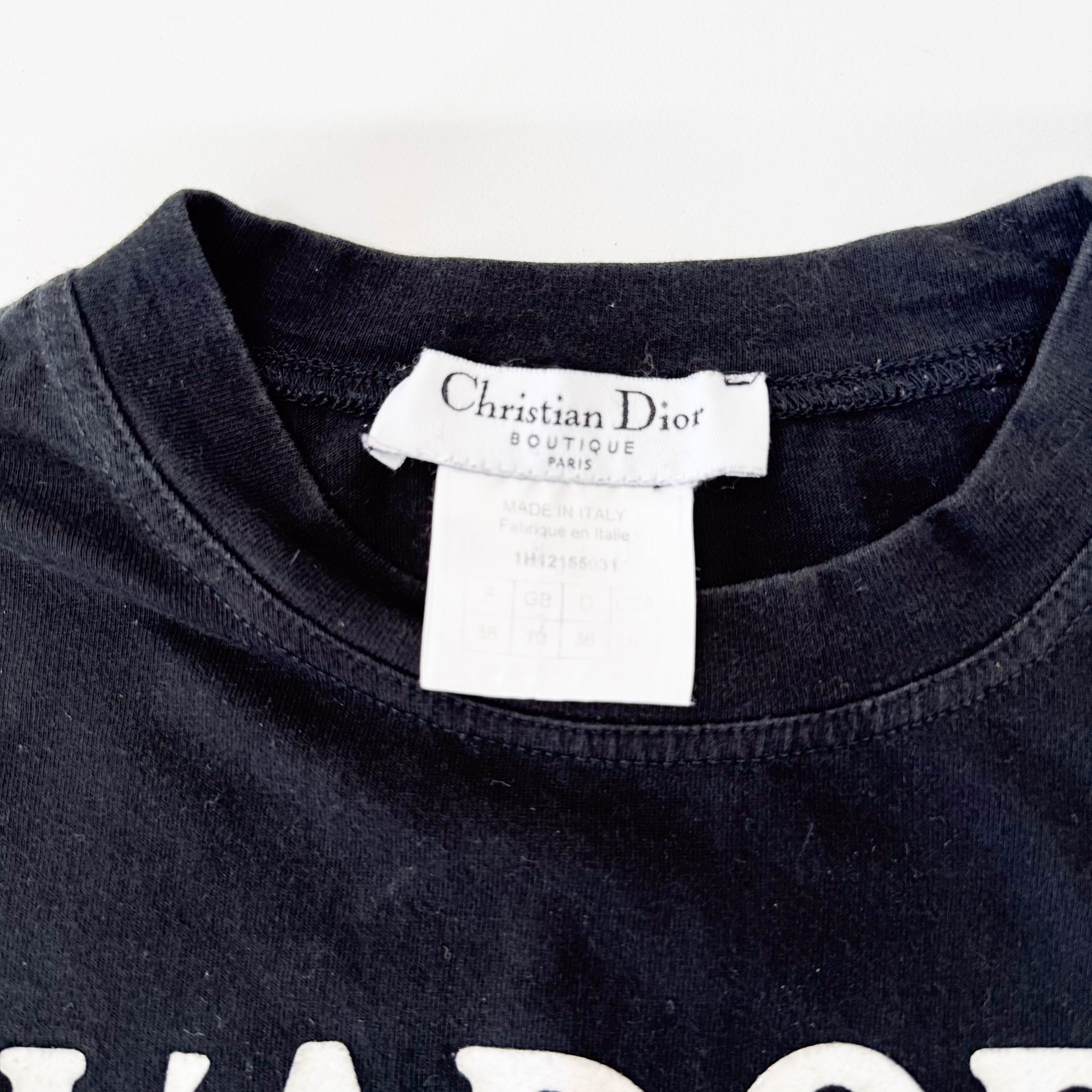 J'Adore Dior Size 6 Black Cotton T-Shirt