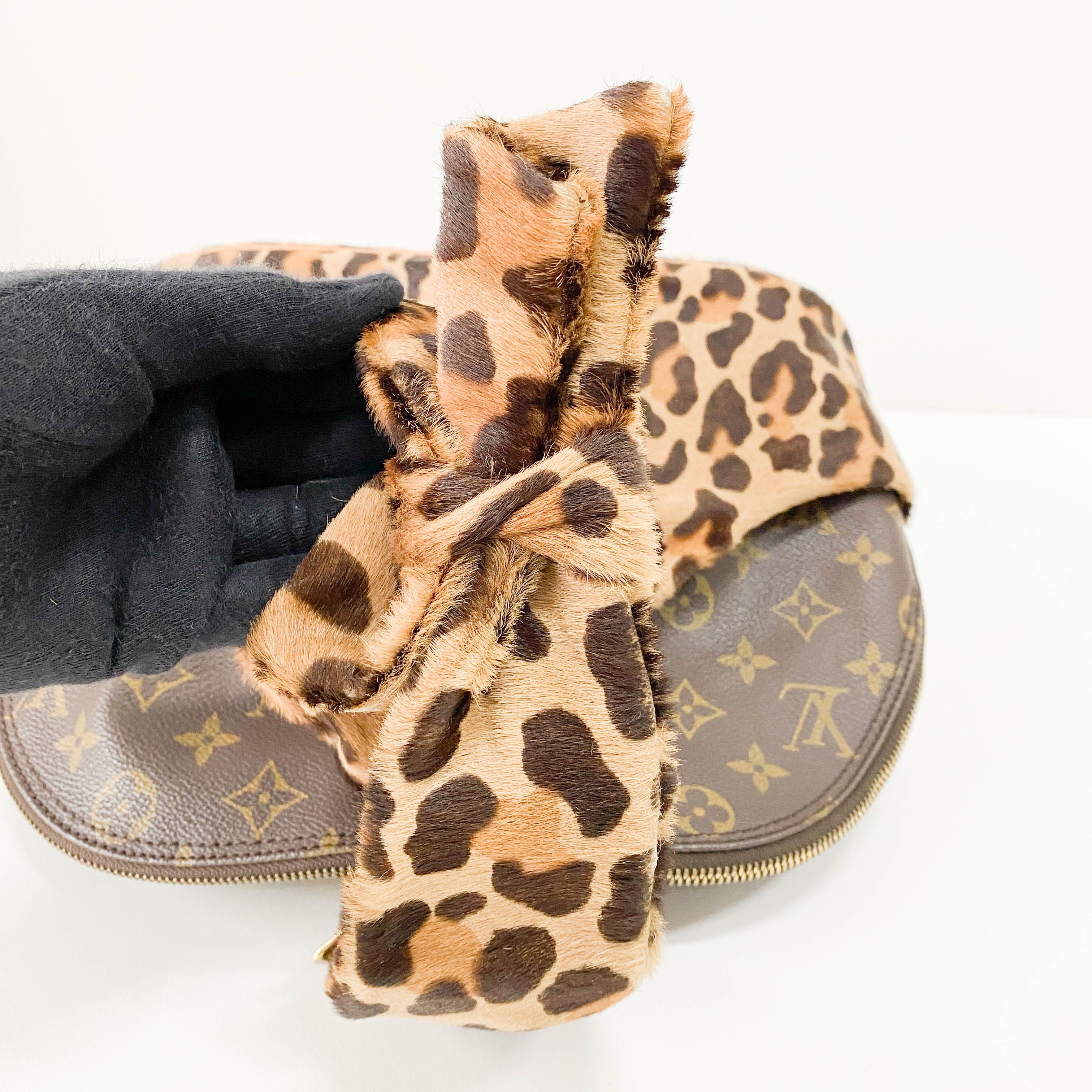 Azzedine Alaia Monogram Brown Leopard Leather Bag