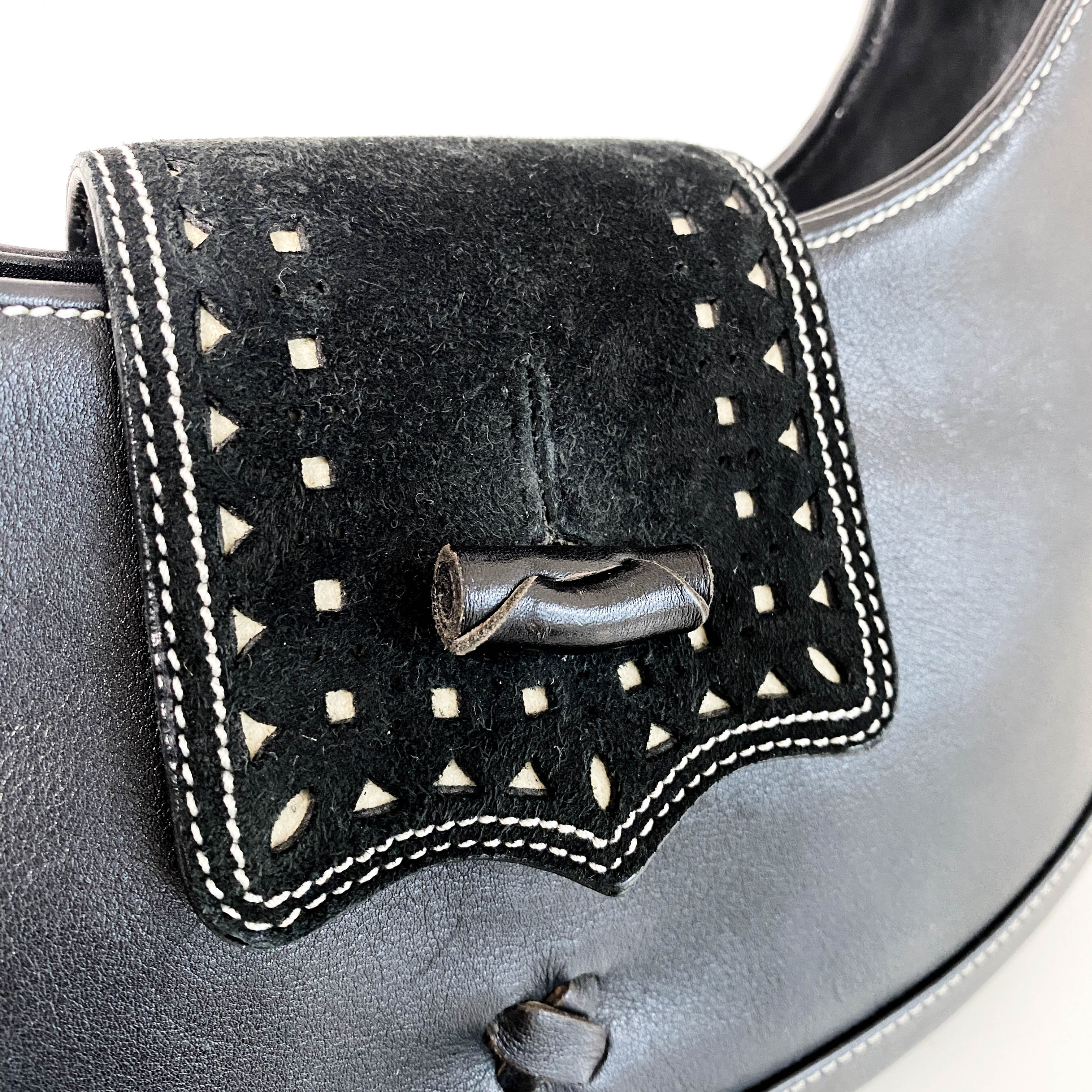 Archive Black Leather and Suede Hobo Shoulder Bag