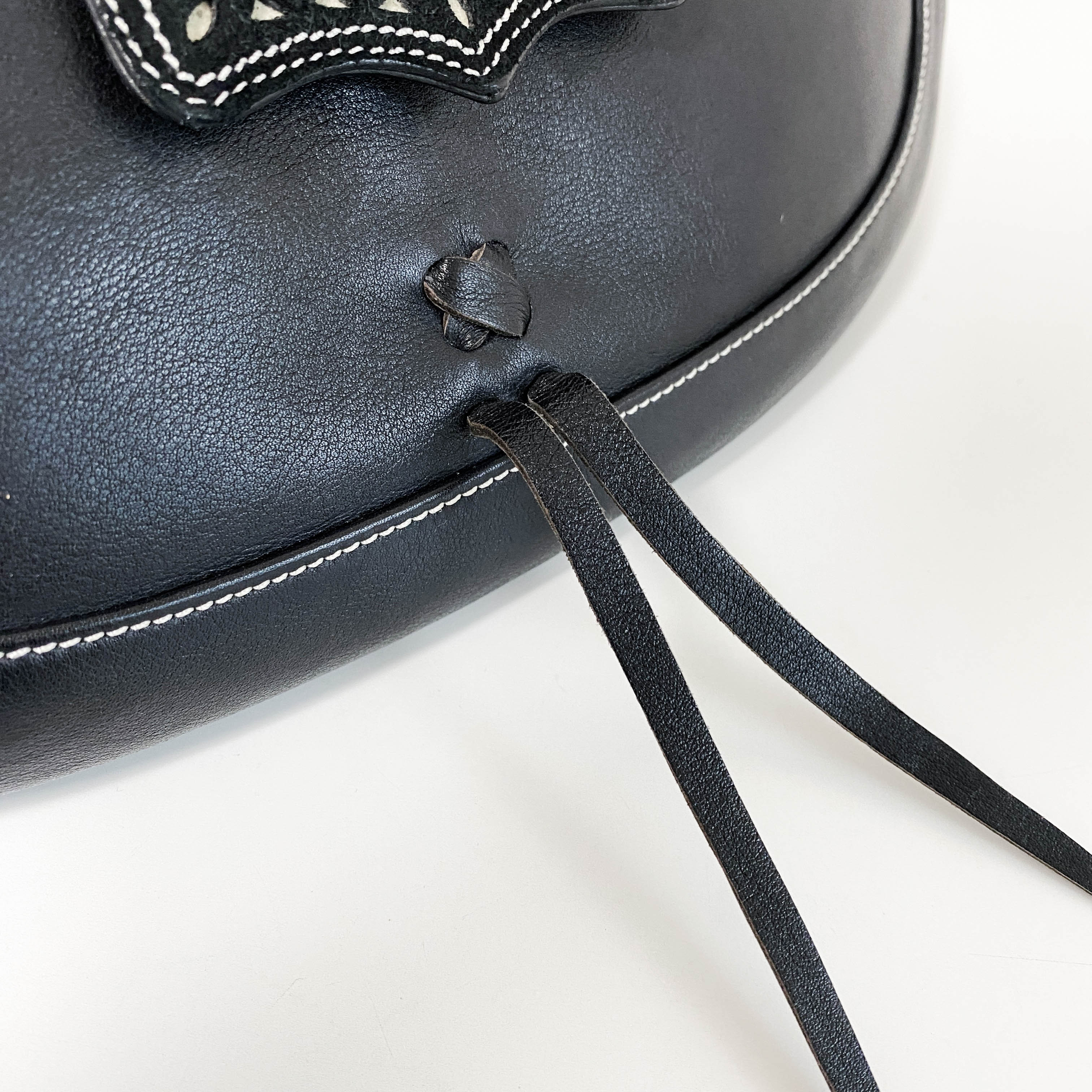 Archive Black Leather and Suede Hobo Shoulder Bag