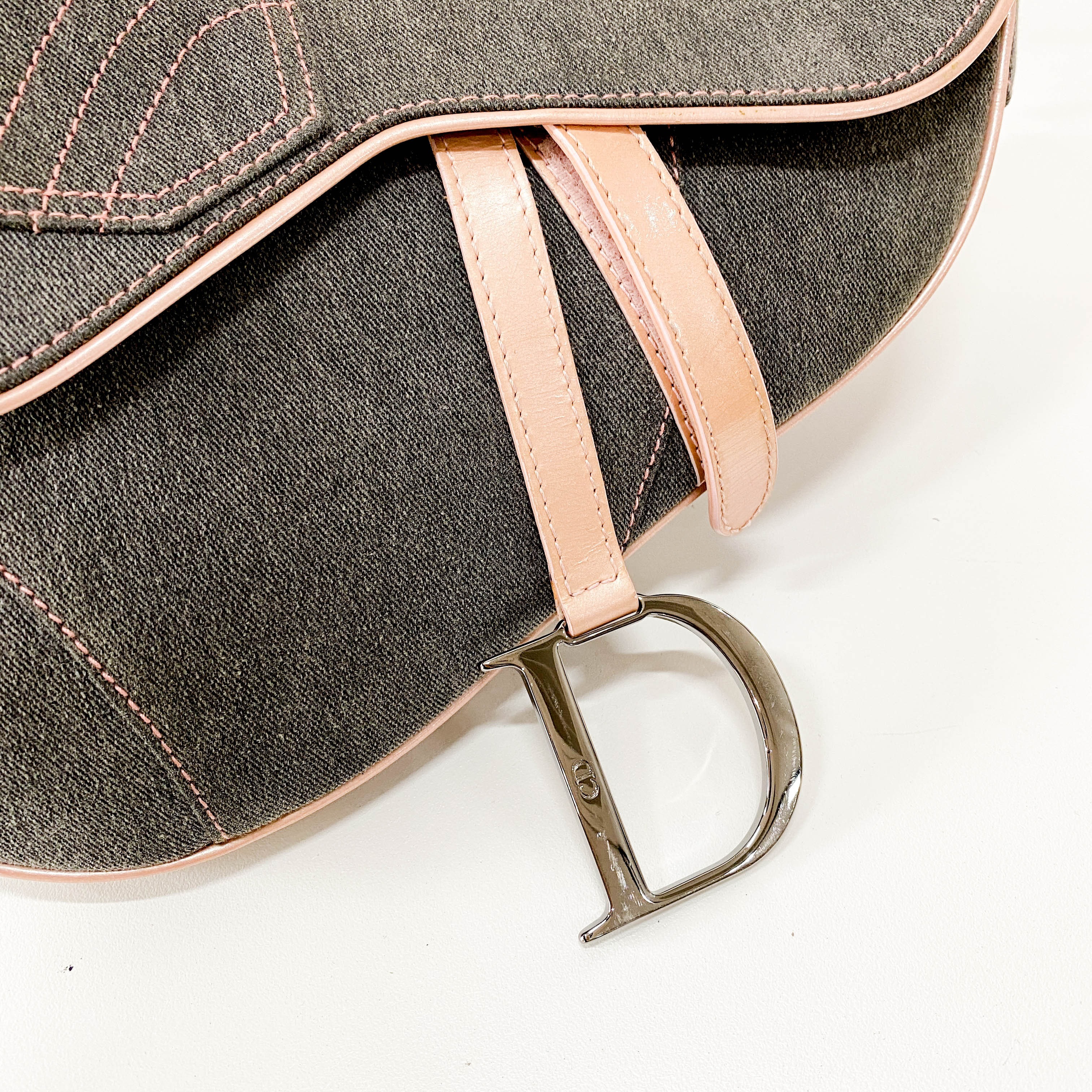 Saddle Grey Denim Shoulder Bag