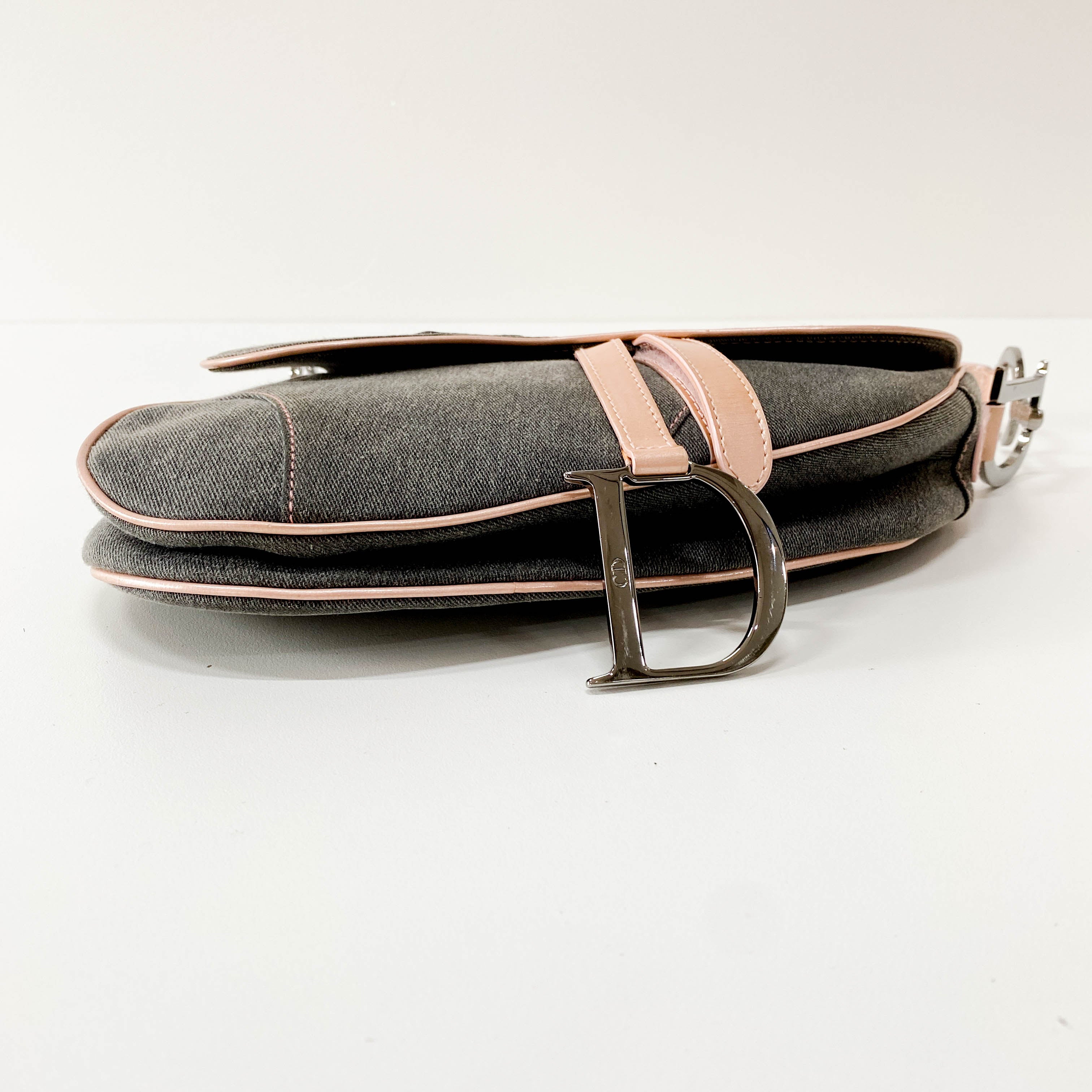 Saddle Grey Denim Shoulder Bag