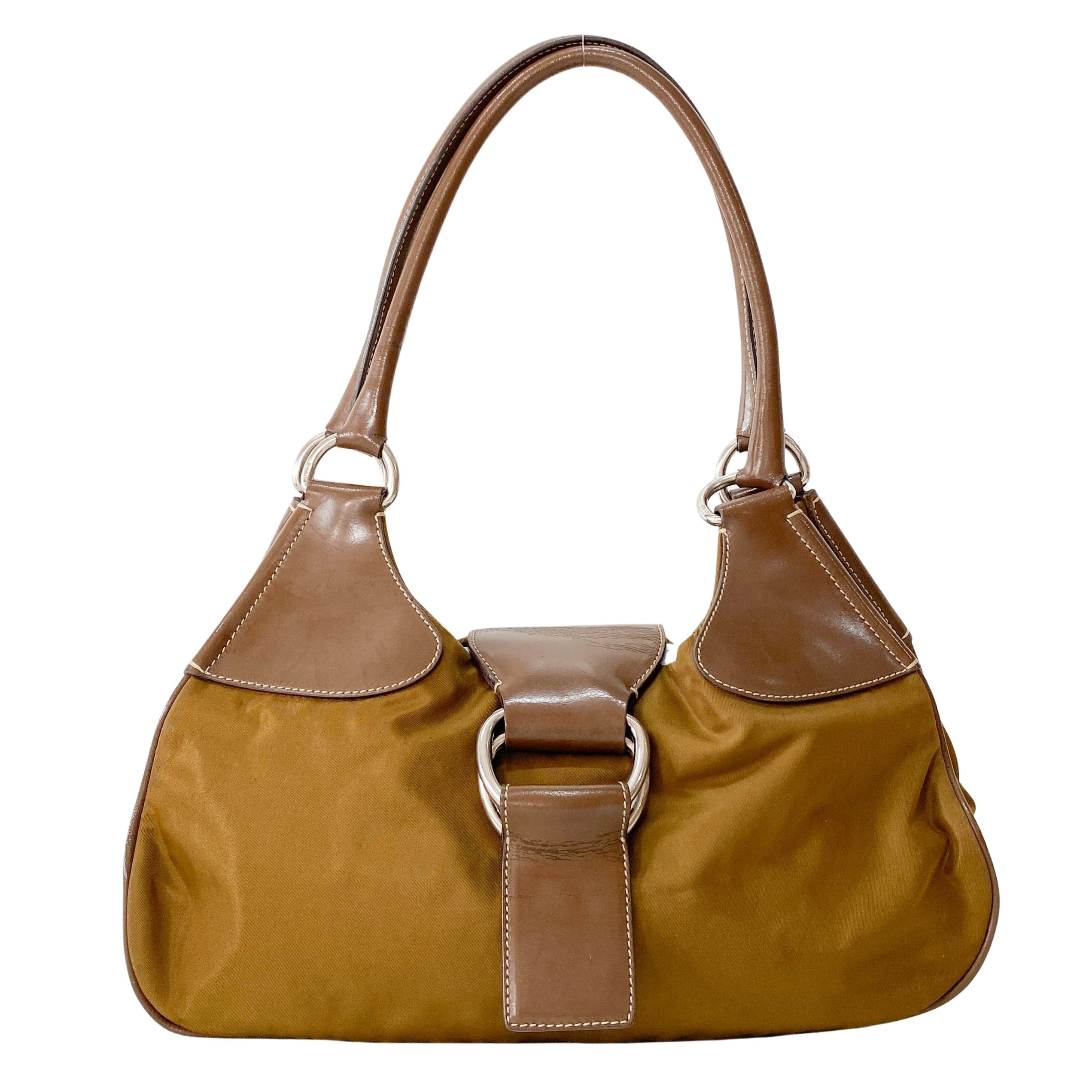 Brown Nylon Shoulder Bag