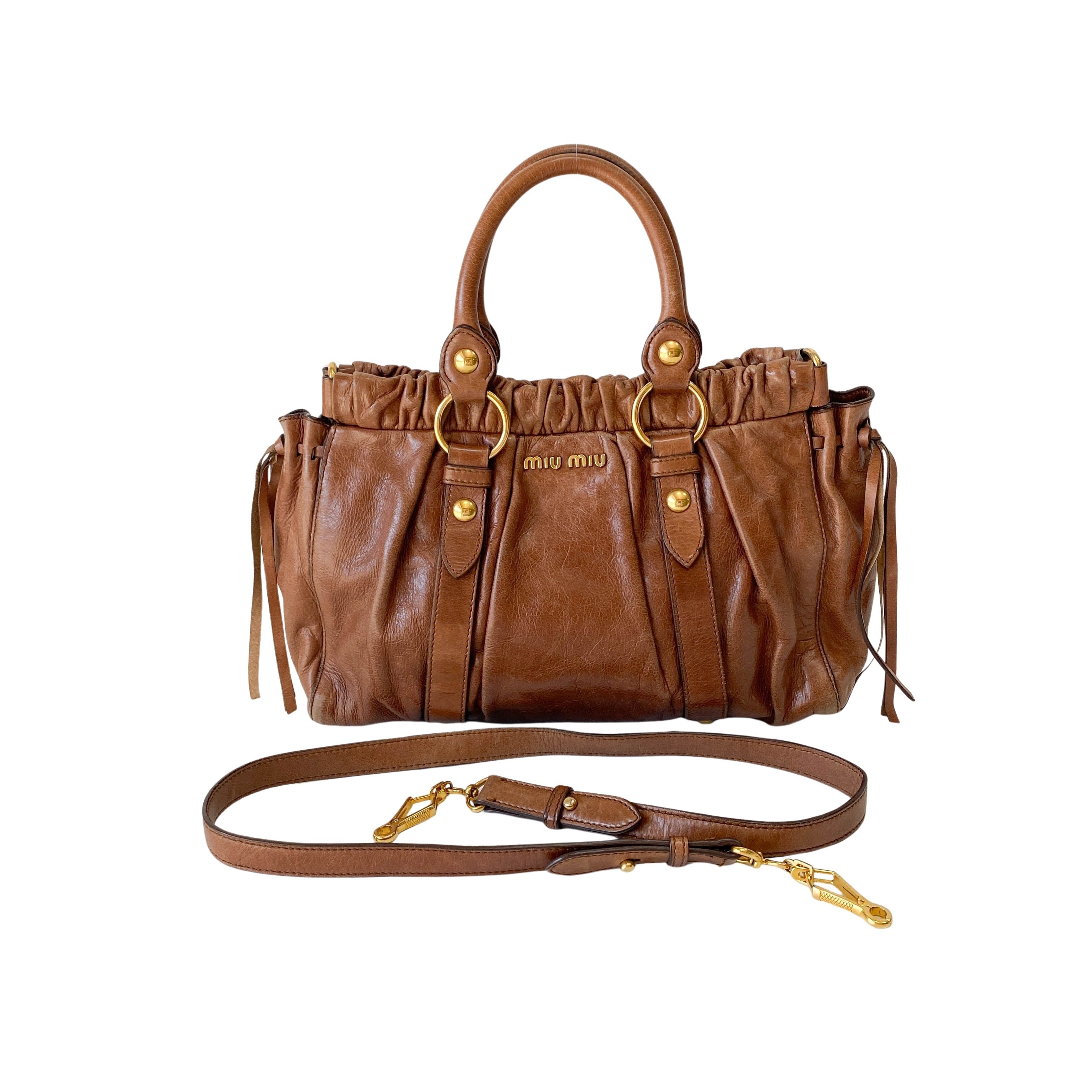 Vitello Brown Leather Top Handle Bag