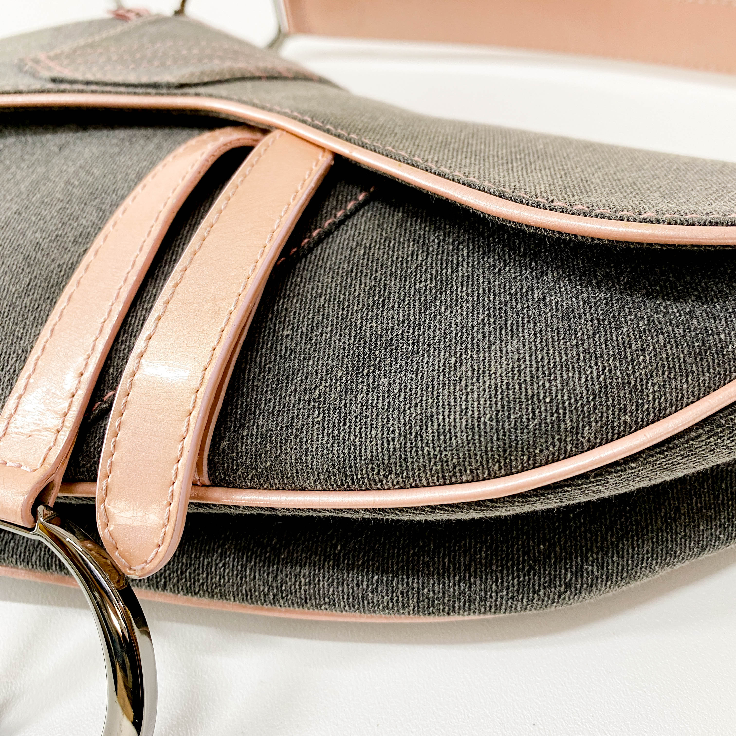 Saddle Grey Denim Shoulder Bag