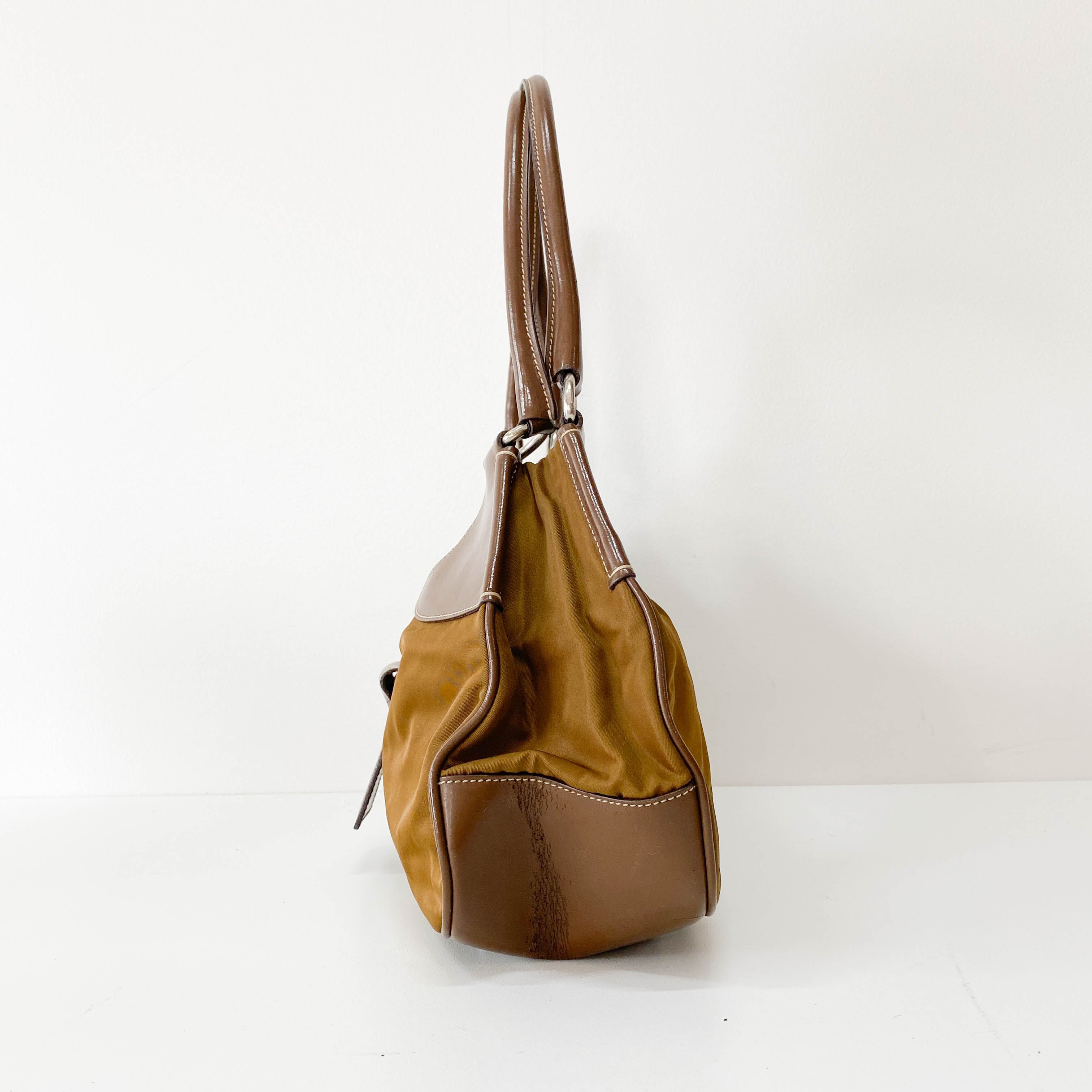 Brown Nylon Shoulder Bag