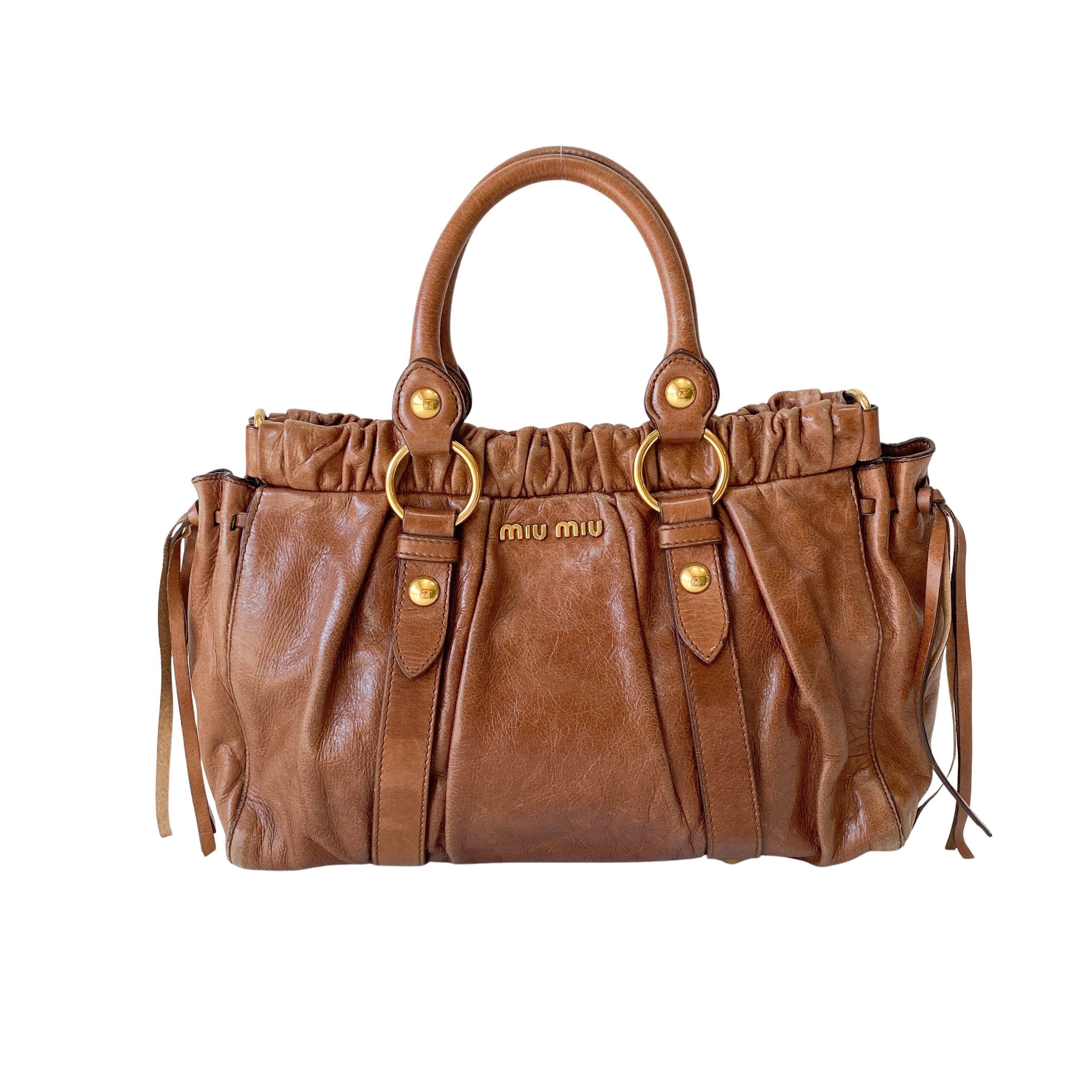Vitello Brown Leather Top Handle Bag
