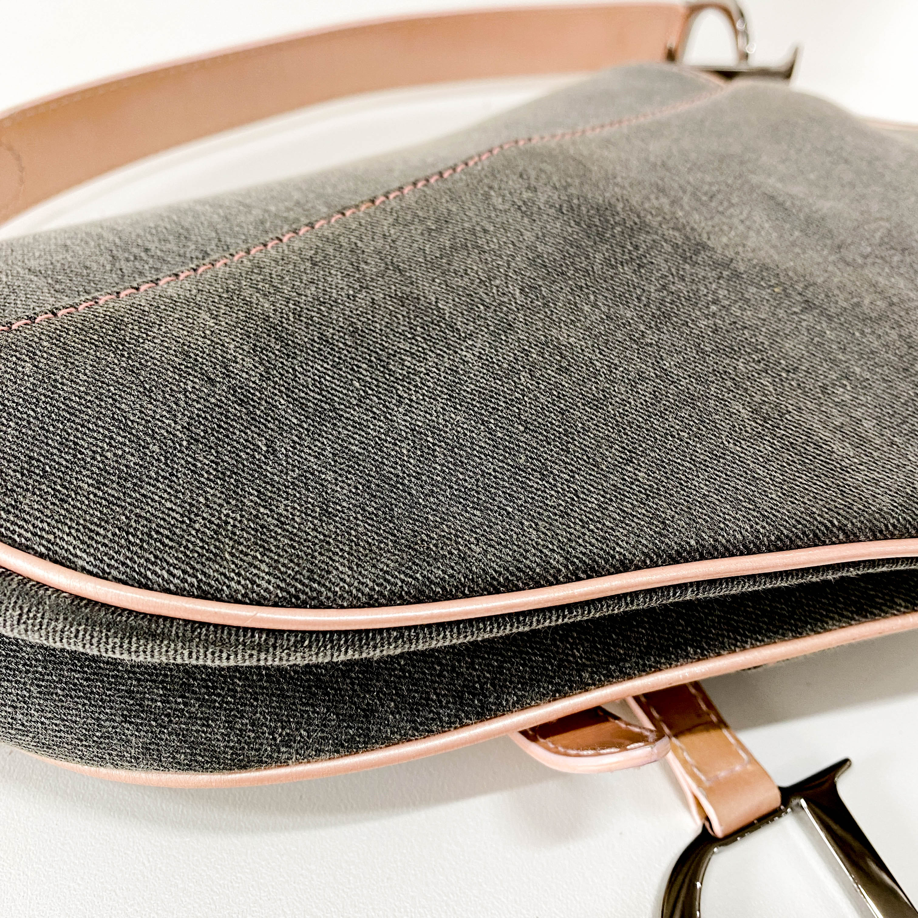 Saddle Grey Denim Shoulder Bag