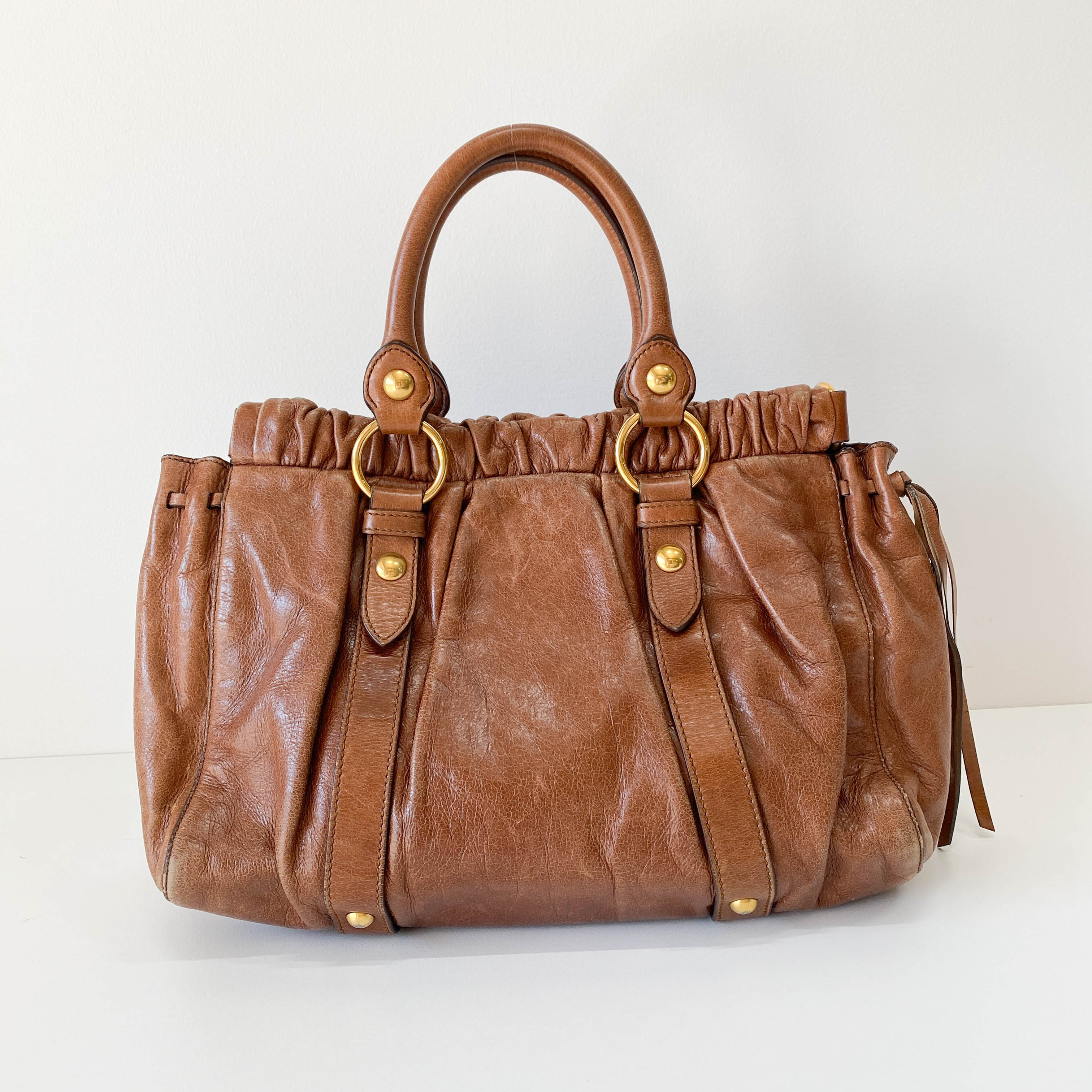 Vitello Brown Leather Top Handle Bag