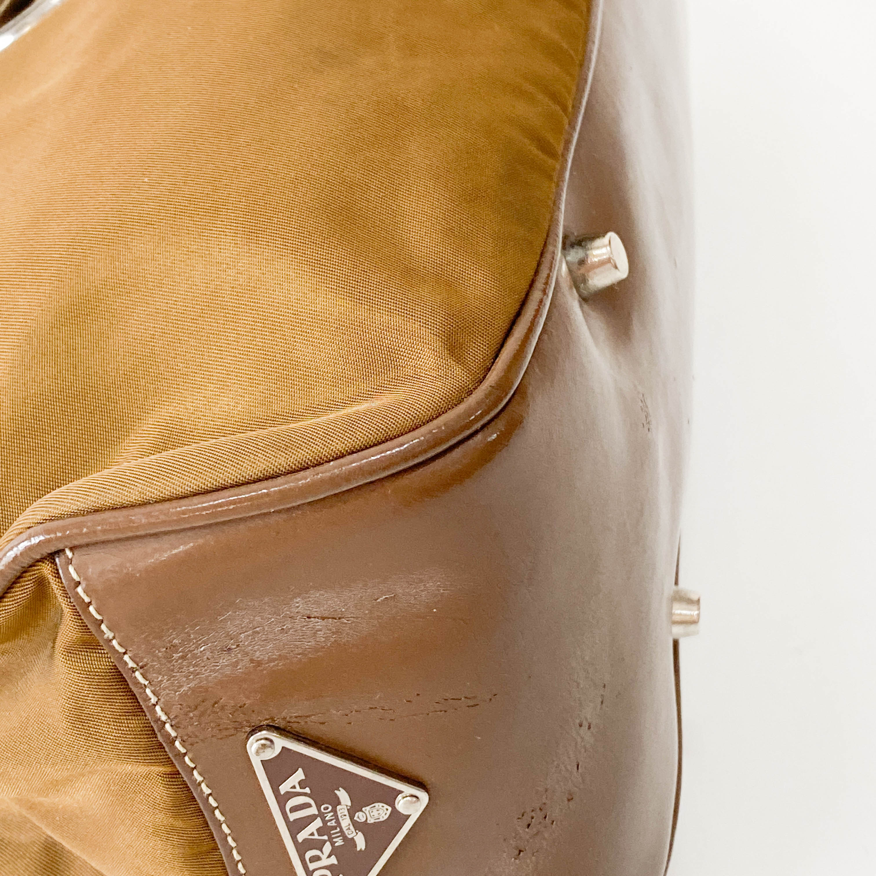 Brown Nylon Shoulder Bag