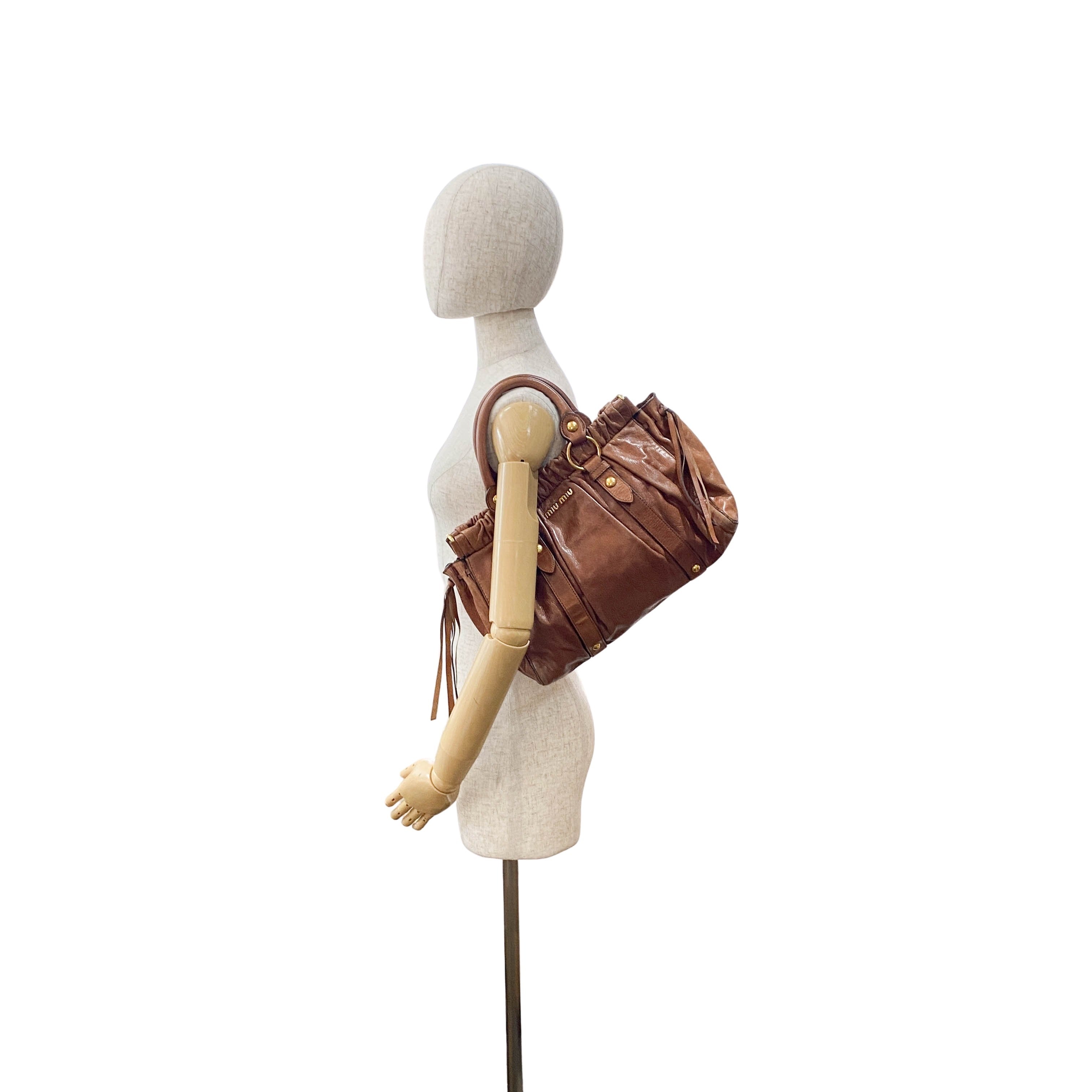 Vitello Brown Leather Top Handle Bag