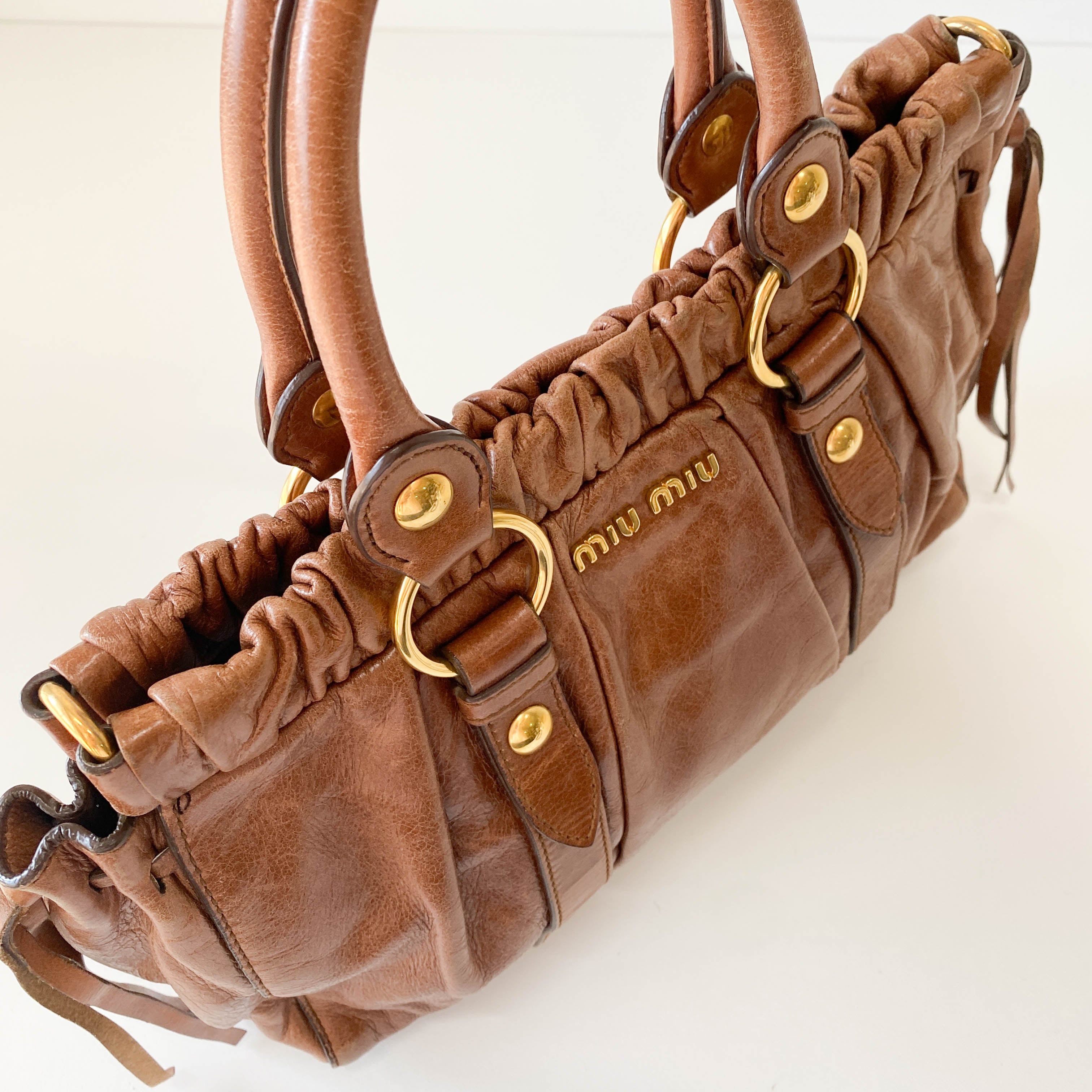 Vitello Brown Leather Top Handle Bag