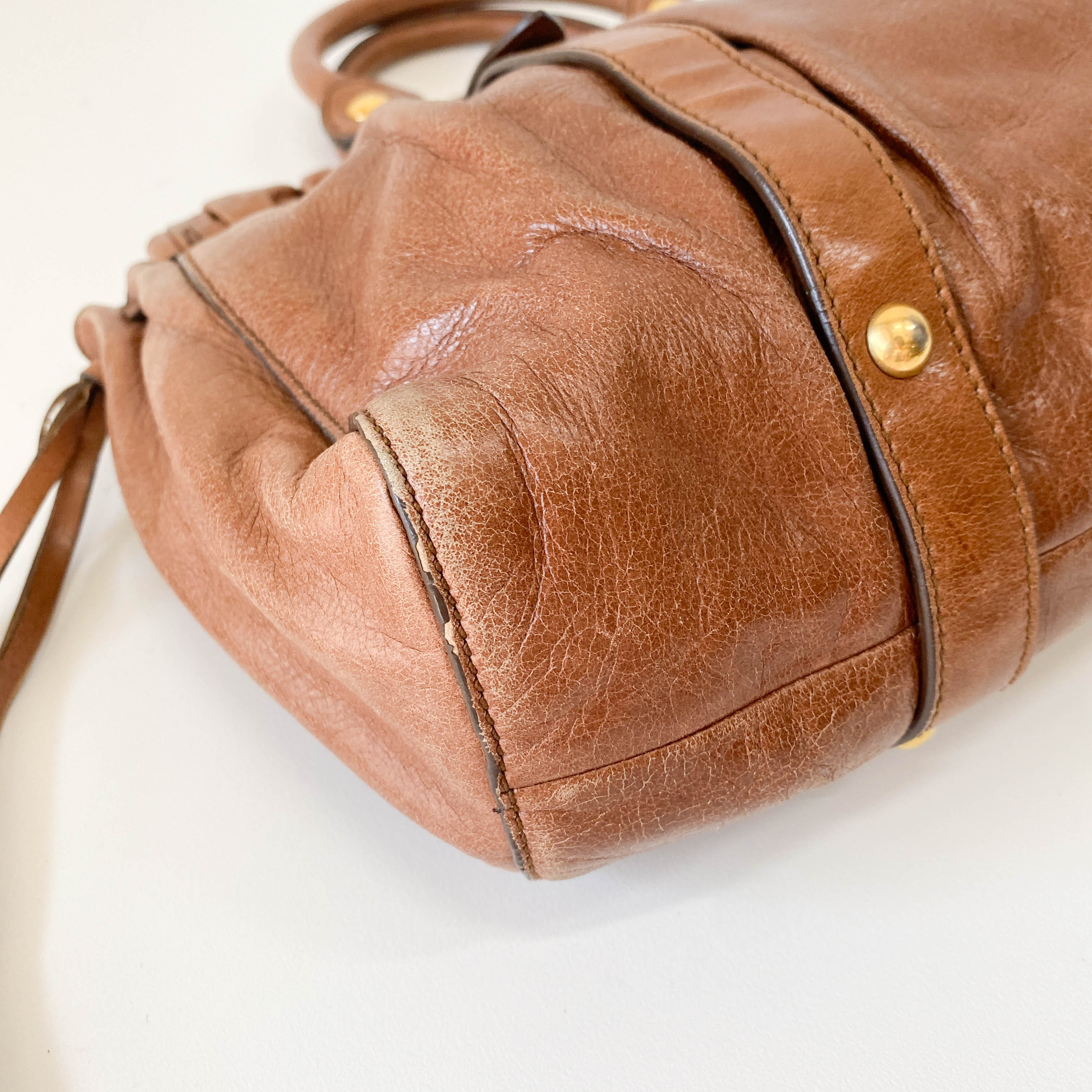 Vitello Brown Leather Top Handle Bag