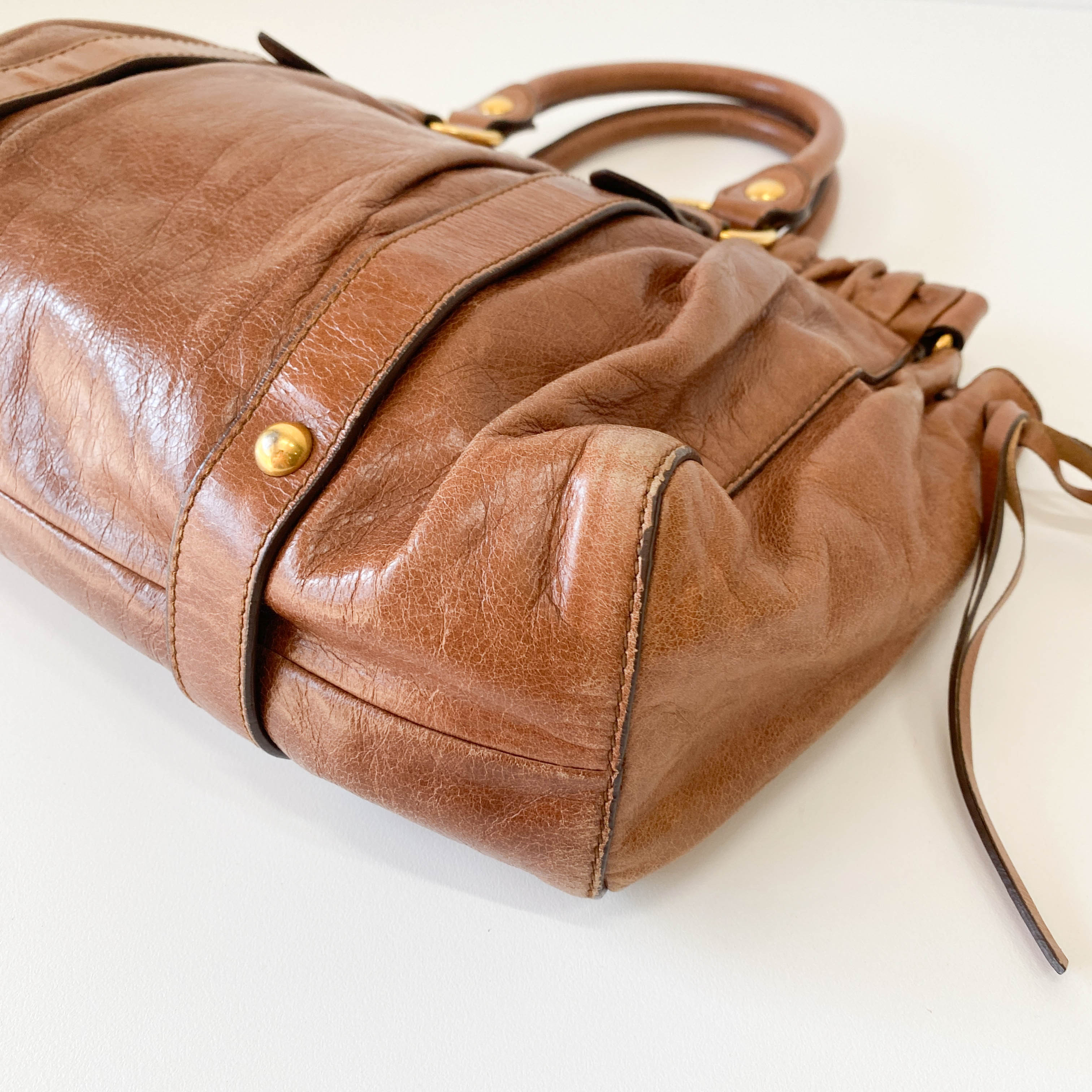 Vitello Brown Leather Top Handle Bag