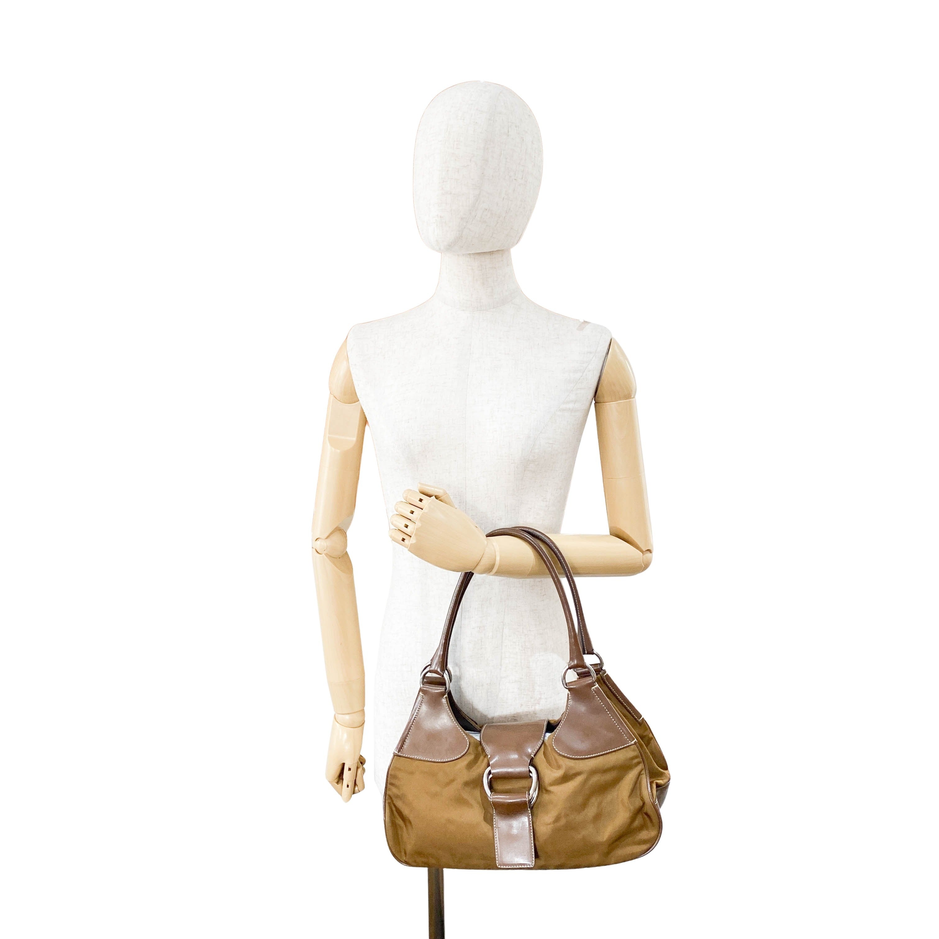 Brown Nylon Shoulder Bag