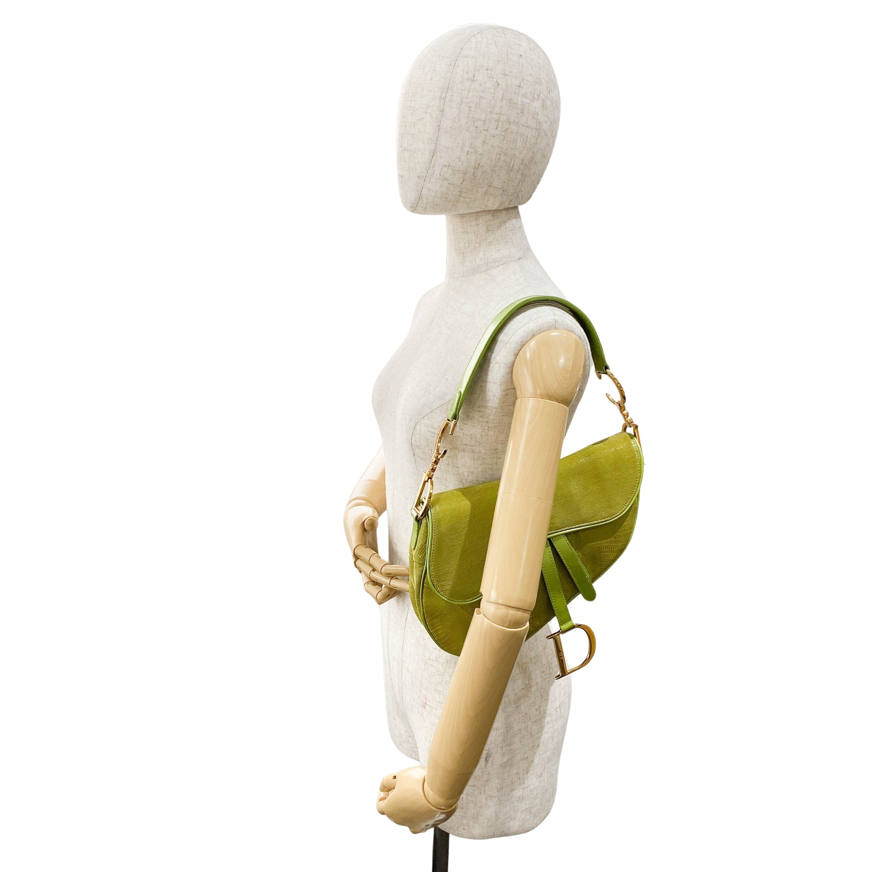 Green Leather Saddle Bag