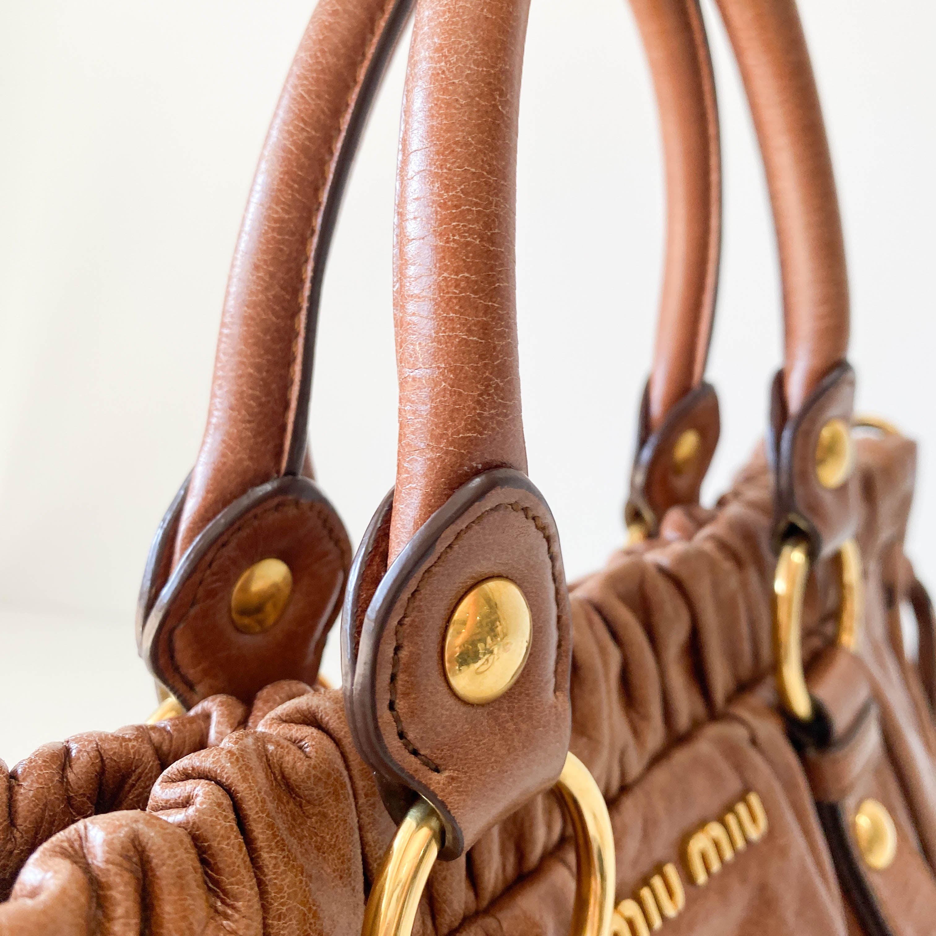 Vitello Brown Leather Top Handle Bag