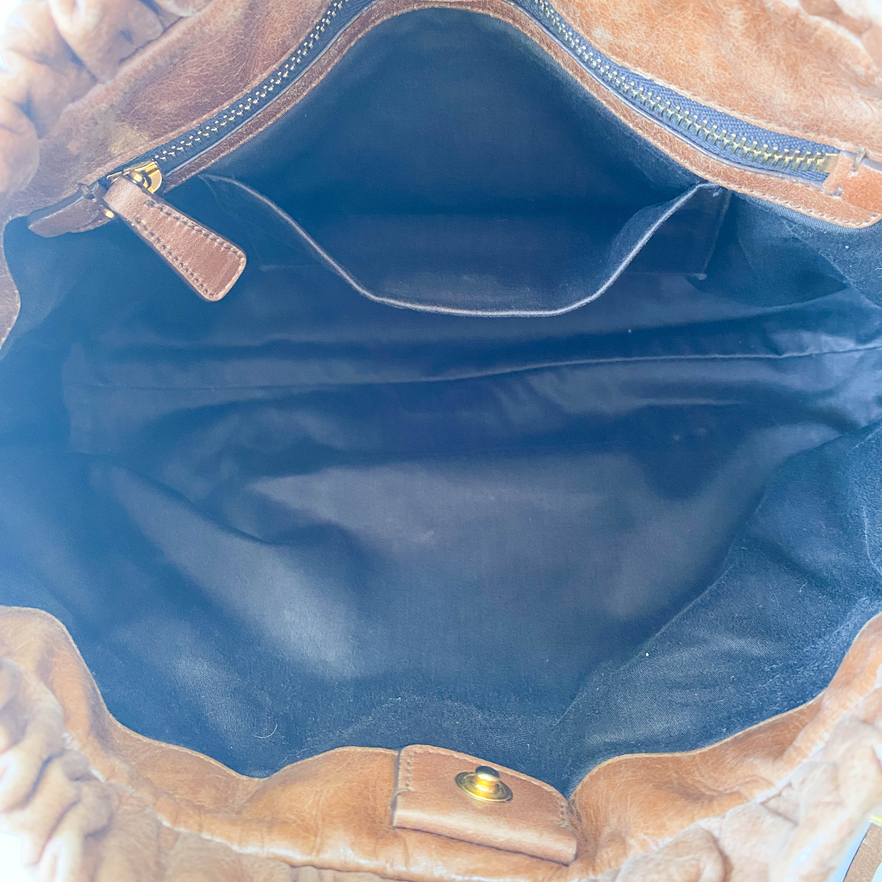 Vitello Brown Leather Top Handle Bag