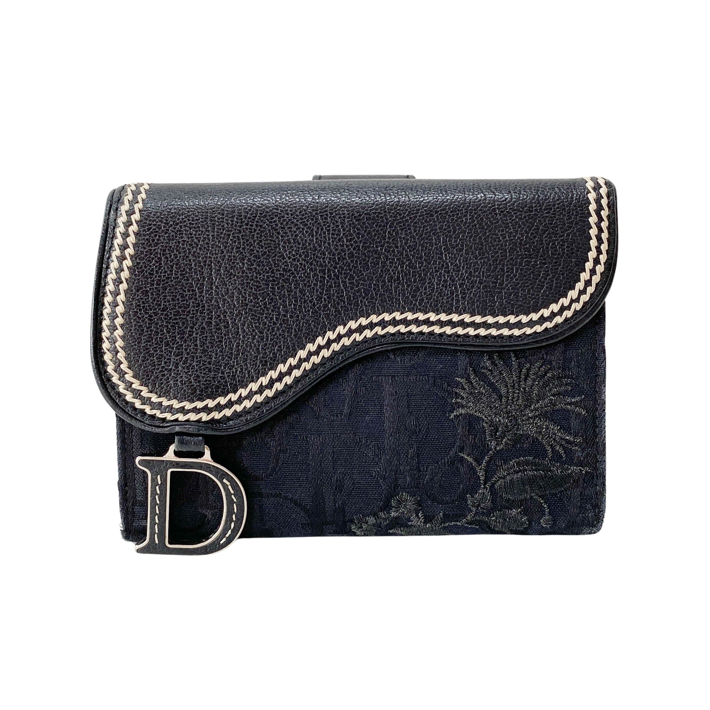 Saddle Black Canvas & Leather Wallet