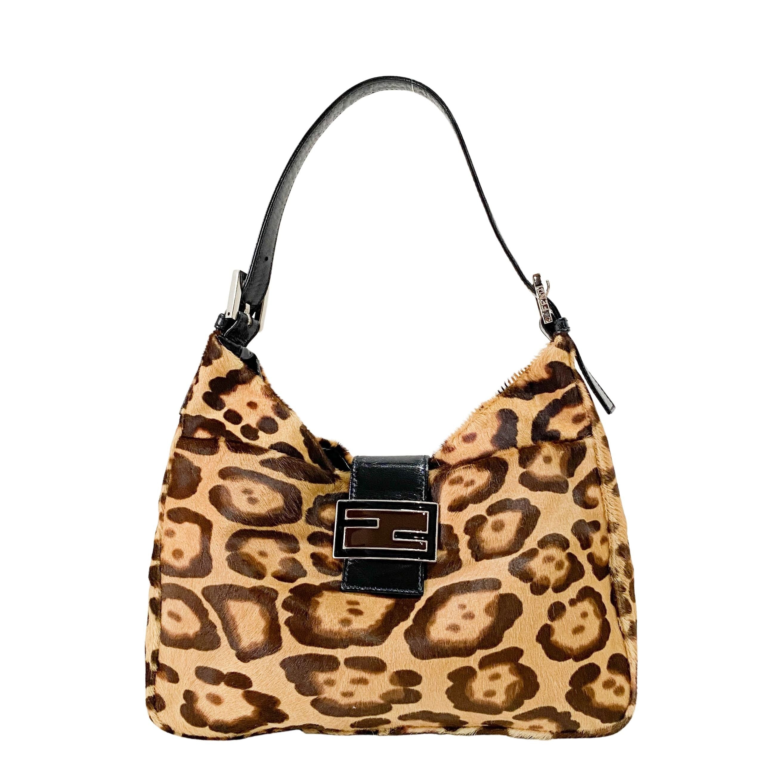 Leopard Print Pony Hair Shoulder Bag